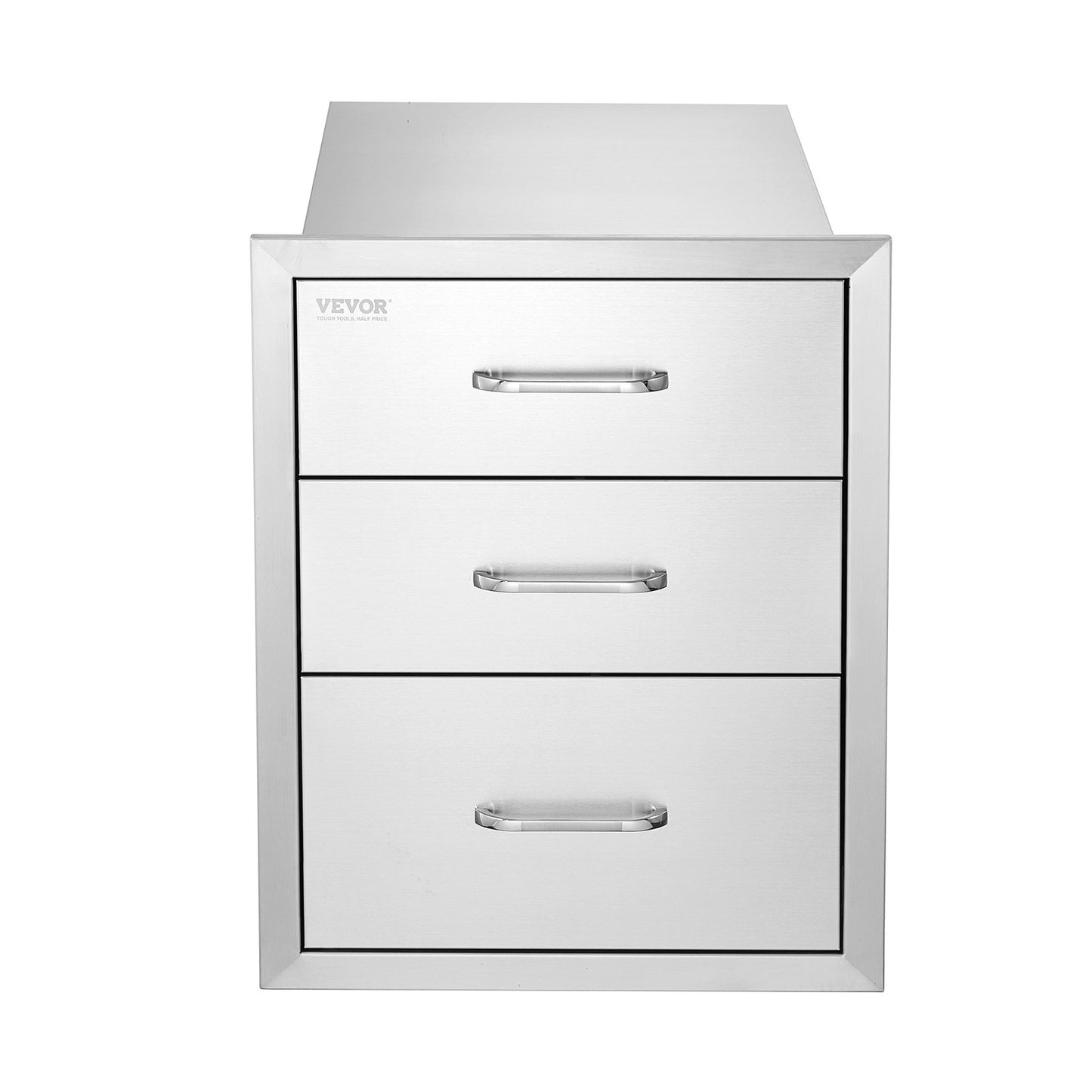 18x23 Inch Outdoor Kitchen Stainless Steel Triple Access BBQ Drawers with Chrome Handle, 18 x23 x 23 Inch