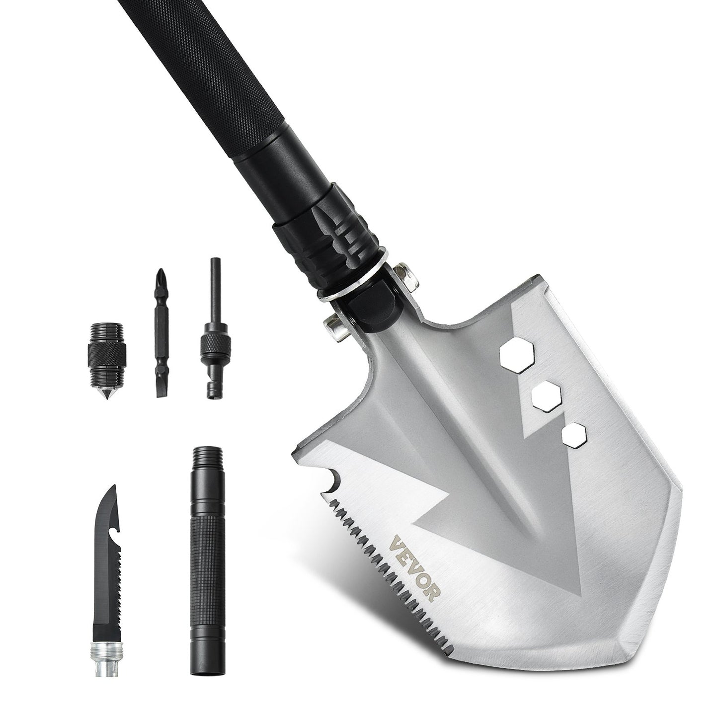 Überlebensschaufel, 8-in-1-Campingschaufel, faltbares Multitool, tragbare, kompakte taktische Schaufel in Militärqualität, multifunktional für Offroad-Abenteuer, Camping, Wandern, Outdoor-Aktivitäten, Survival-Experten und Notfälle