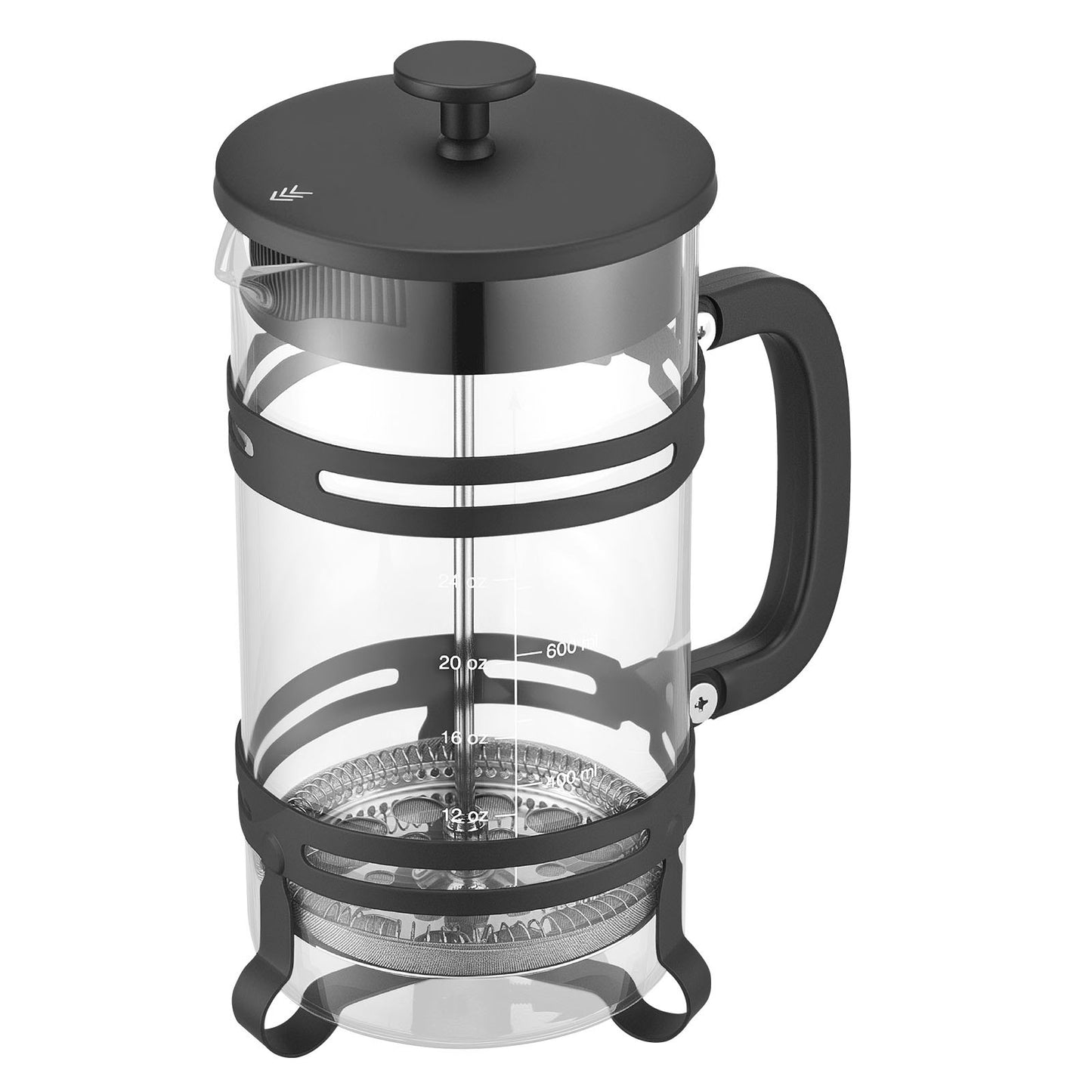 French-Press-Kaffeebereiter, 1 Liter, Borosilikatglas, mit Edelstahlfilter, große French Presse aus Glas für Cold Brew, ideal für Camping, Reisen, Zuhause und Küche, Silber
