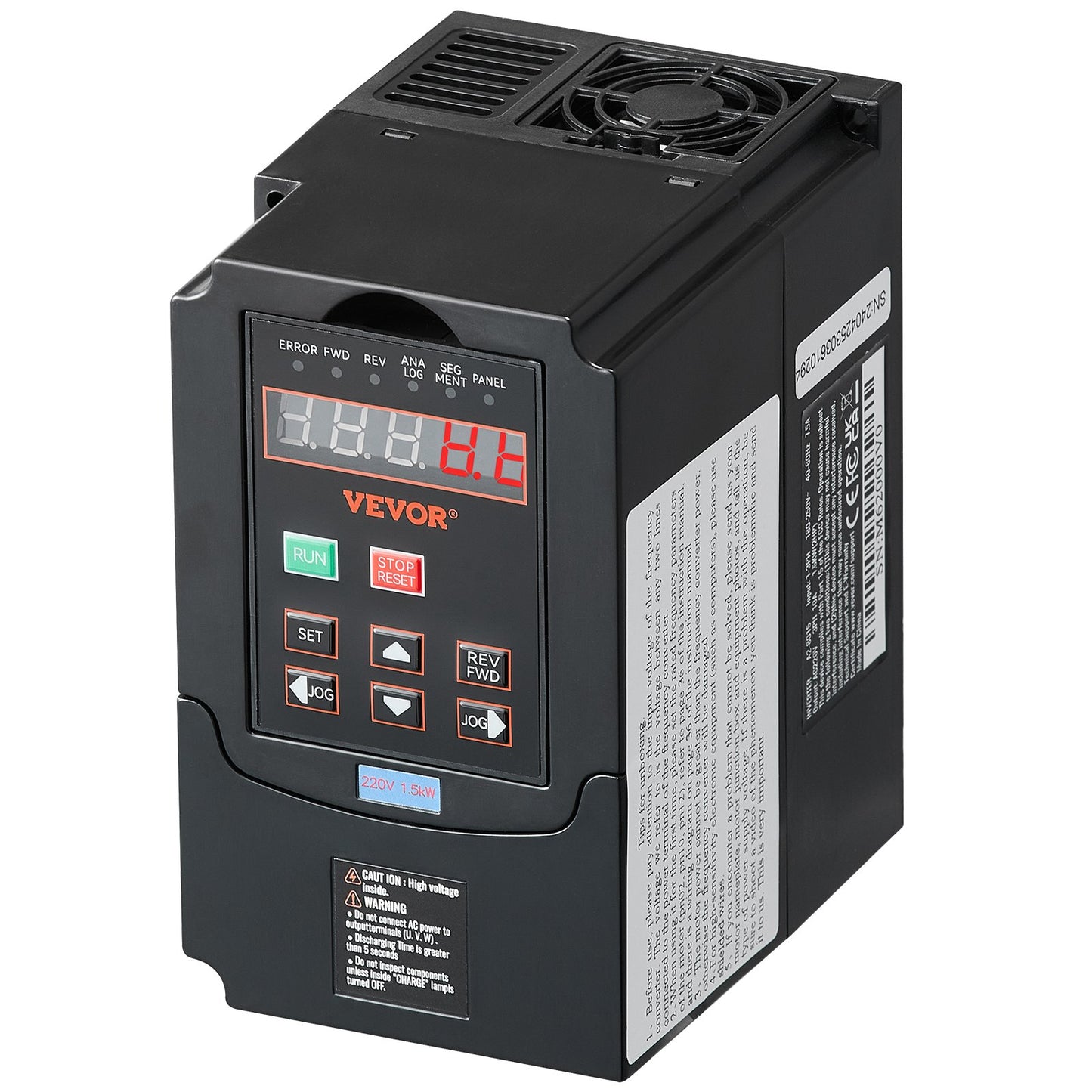 Frequenzumrichter (VFD) 2 PS, 1,5 kW, 7,5 A, 1- oder 3-phasiger 220-V-Eingang auf 3-phasigen 220-V-Ausgang, 40–60 Hz Eingang, 0–400 Hz Ausgang, für Spindelmotor-CNC-Drehzahlregelung