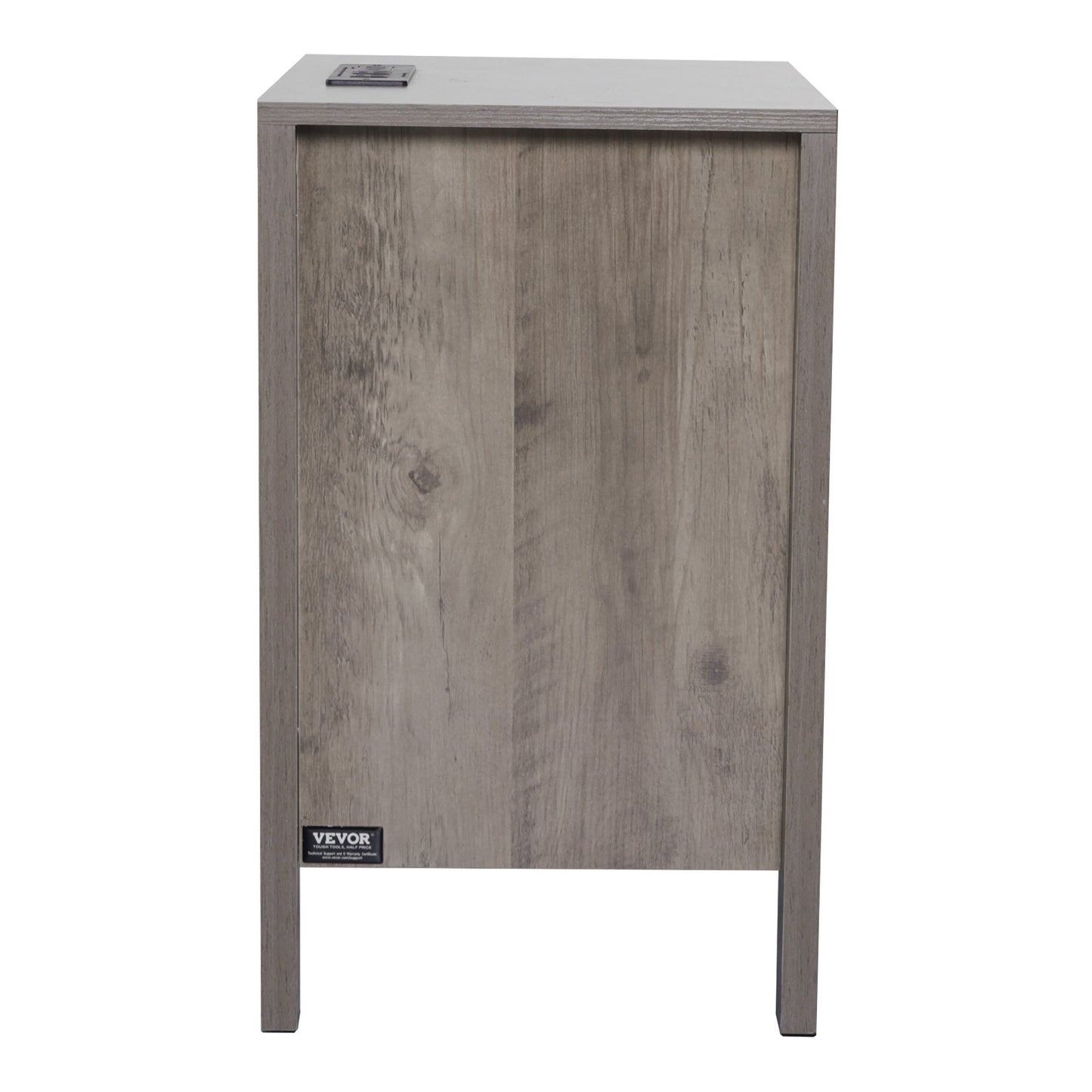 Farmhouse End Table, Set of 2, Square Night Stand with USB Ports and Outlets, 3 Tiers End Table Side Table with Storage Cabinet and 2 Drawers, Ideal for Living Room, Bedroom, Office, Gray