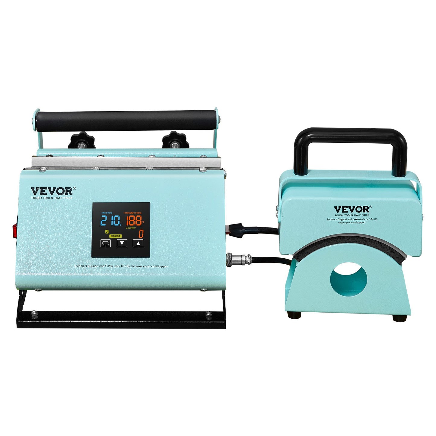 2-in-1-Heißpresse für Becher und Mützen, Mini-Heißpresse für Kappen und Hüte, Trinkbecher-Heißpresse für 325–890 ml Sublimationsbecher und -tassen, Temperatur- und Zeitregelung, Grün