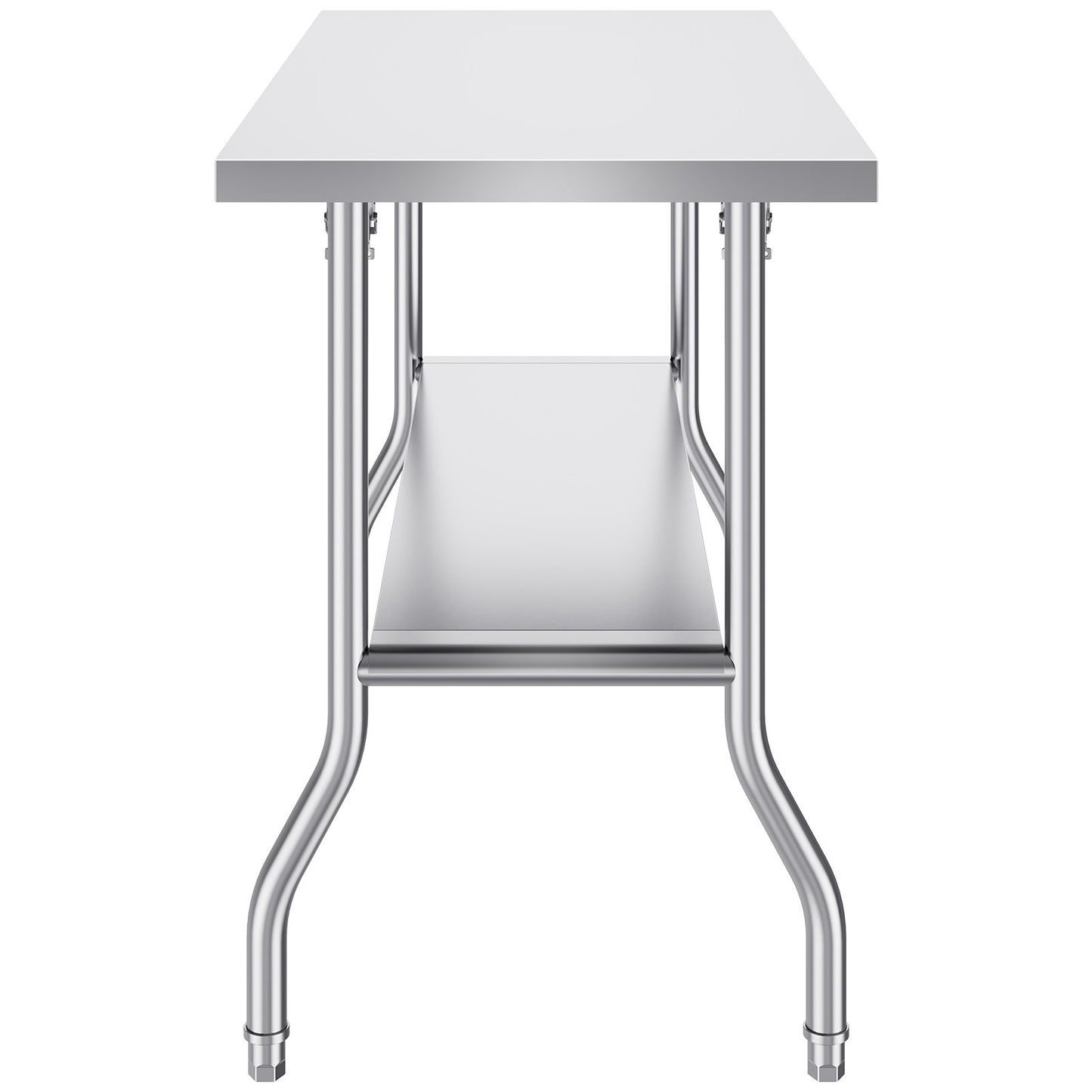Commercial Worktable Workstation 121.9x61 cm Folding Commercial Prep Table, Heavy-duty Stainless Steel Folding Table with 350.2 kg Load, Kitchen Work Table, Silver Stainless Steel Kitchen Island