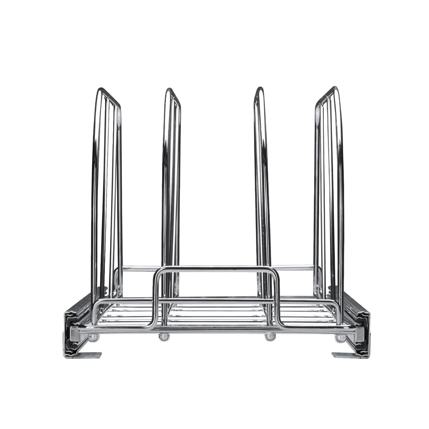 Pan and Pot Rack, Expandable Pull Out Under Cabinet Organizer, Cookie Sheet Baking Pans tray Organization, Adjustable Wire Dividers, Steel Lid Holder for Kitchen Cabinet & Pantry Storage,