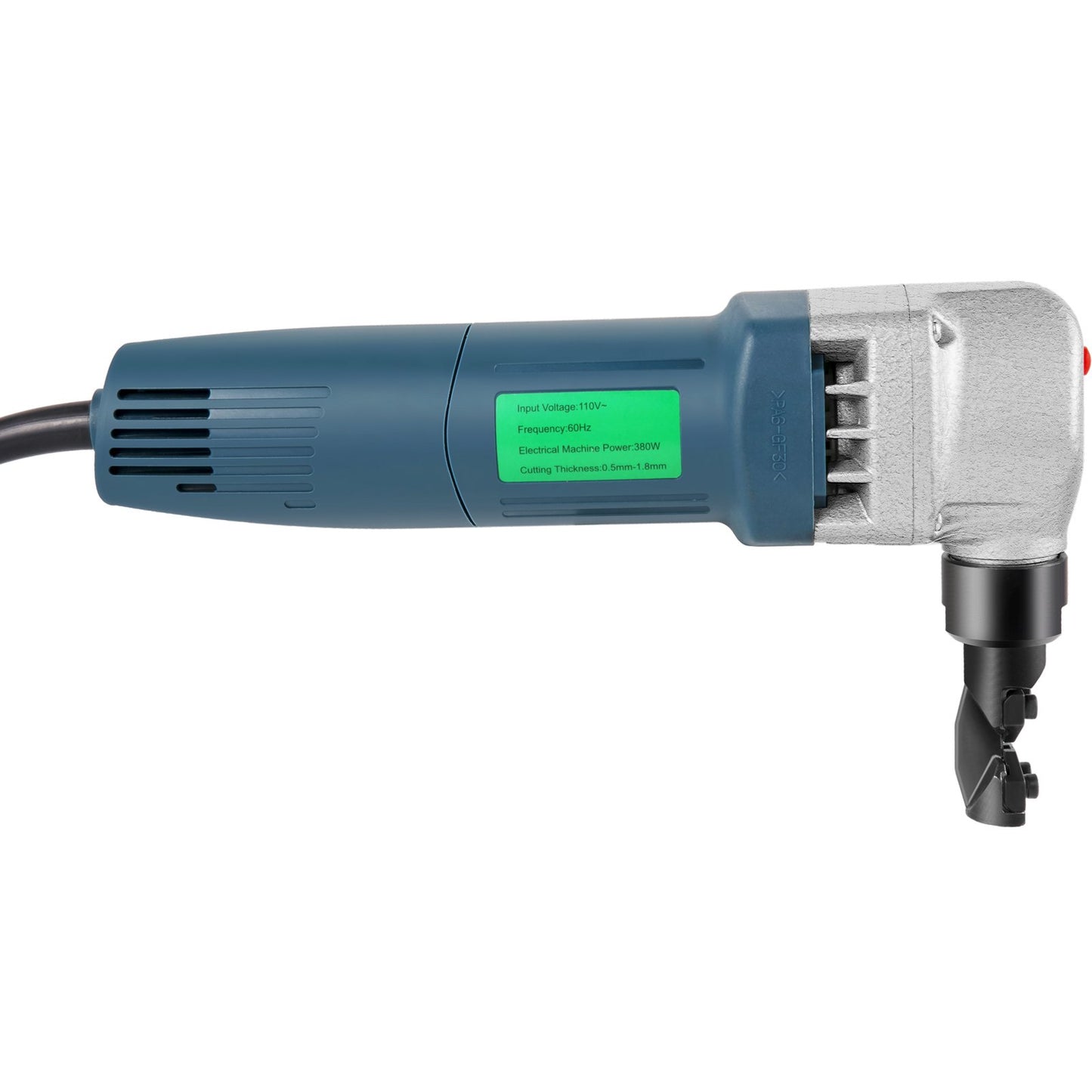 Elektrischer Metallknüppel 380 W, 1800 U/min Hochgeschwindigkeitsrotor, 220 V, inkl. Ersatzklingen und Aufbewahrungskoffer. Geeignet zum Schneiden von Edelstahl, Aluminium und Kunststoff.