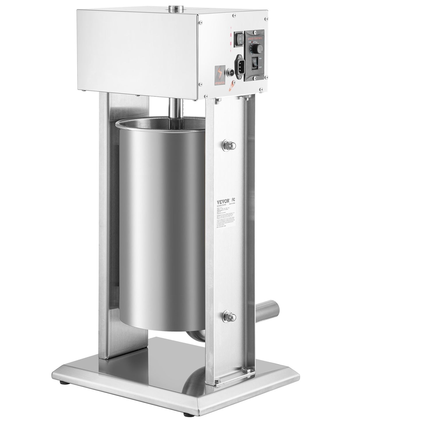 Electric Stuffer, 15L Large Capacity, 260W Vertical Sausage Stuffer with Speed Stepless, 304 Stainless Steel Sausage Machine with 4 Stuffing Tubes, Foot Pedal for Household or Commercial Use