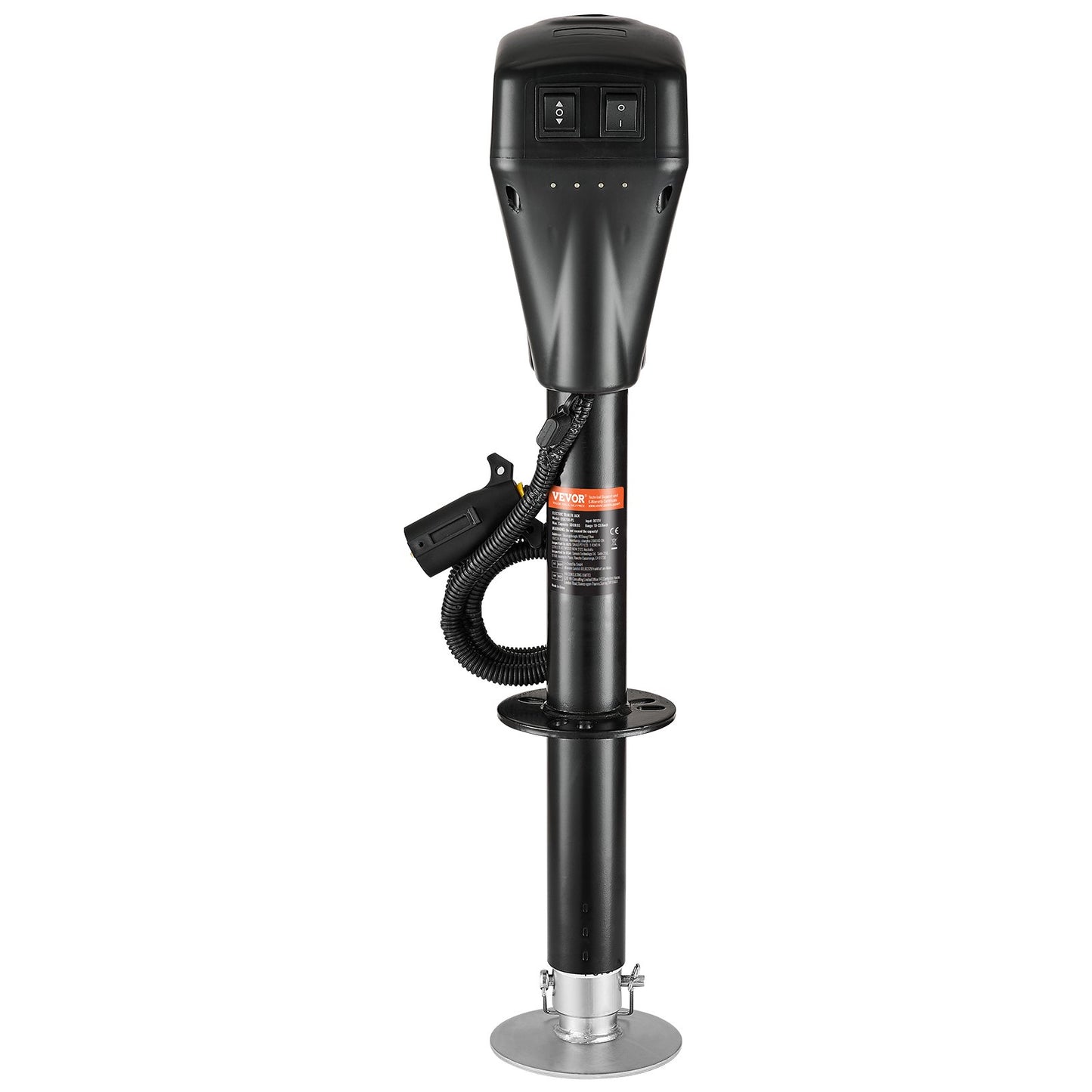 Electric Trailer Jack, 5000 lbs, Heavy Duty RV Electric Power Tongue Jack with 7-pin Connector, Manual Crank Handle & Weatherproof Jack Cover, 10"-28.3" Lift, for Trailers, Campers & RVs, Black