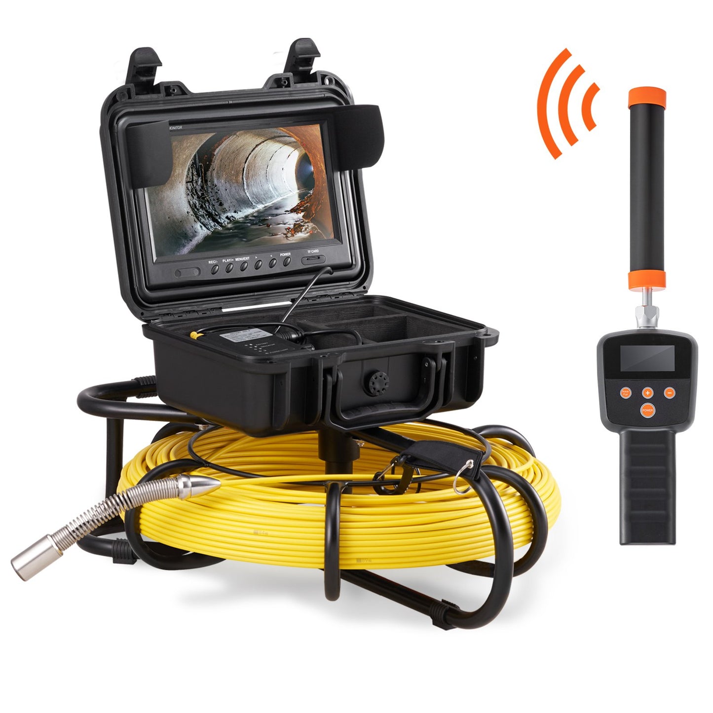Sewer Camera Pipe Inspection Camera w/ 512hz Sonde 22.9 cm 720p Screen 91.4m