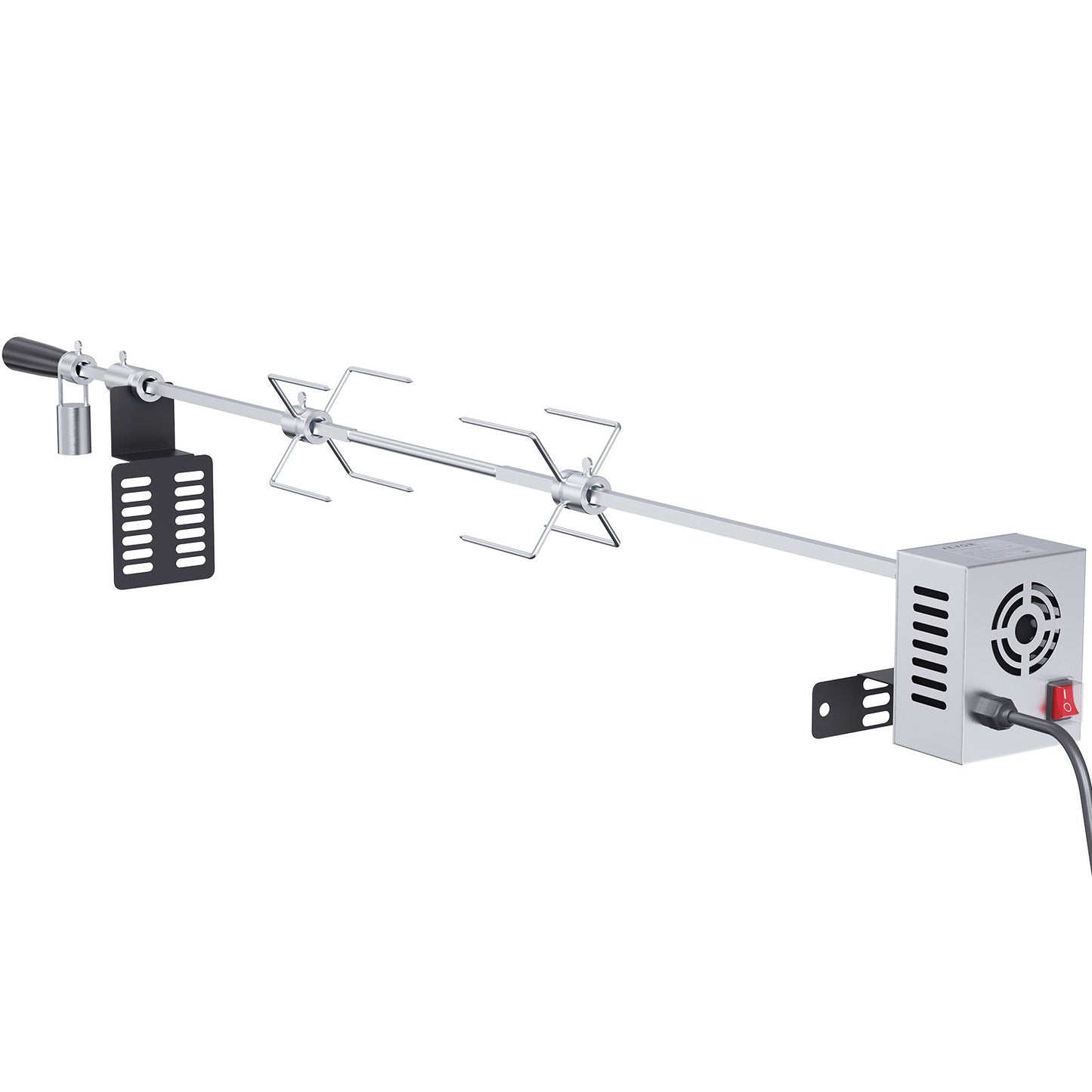 Universelles Grill-Drehspieß-Set, BBQ-Bräter, 81,3 cm/99,1 cm Spießstange, Elektromotor