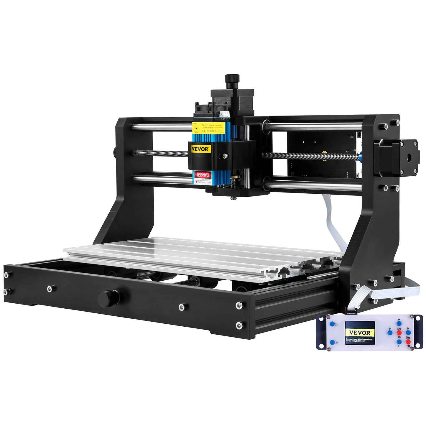 CNC 3018 Pro 500 mW 300 × 180 × 45 mm CNC-Maschine, GRBL-Steuerung, Mini-Lasergravierer mit Offline-Controller, 3-Achsen-Lasergravurmaschine zum Gravieren und Fräsen von Kunststoff, Acryl, PVC und Holz
