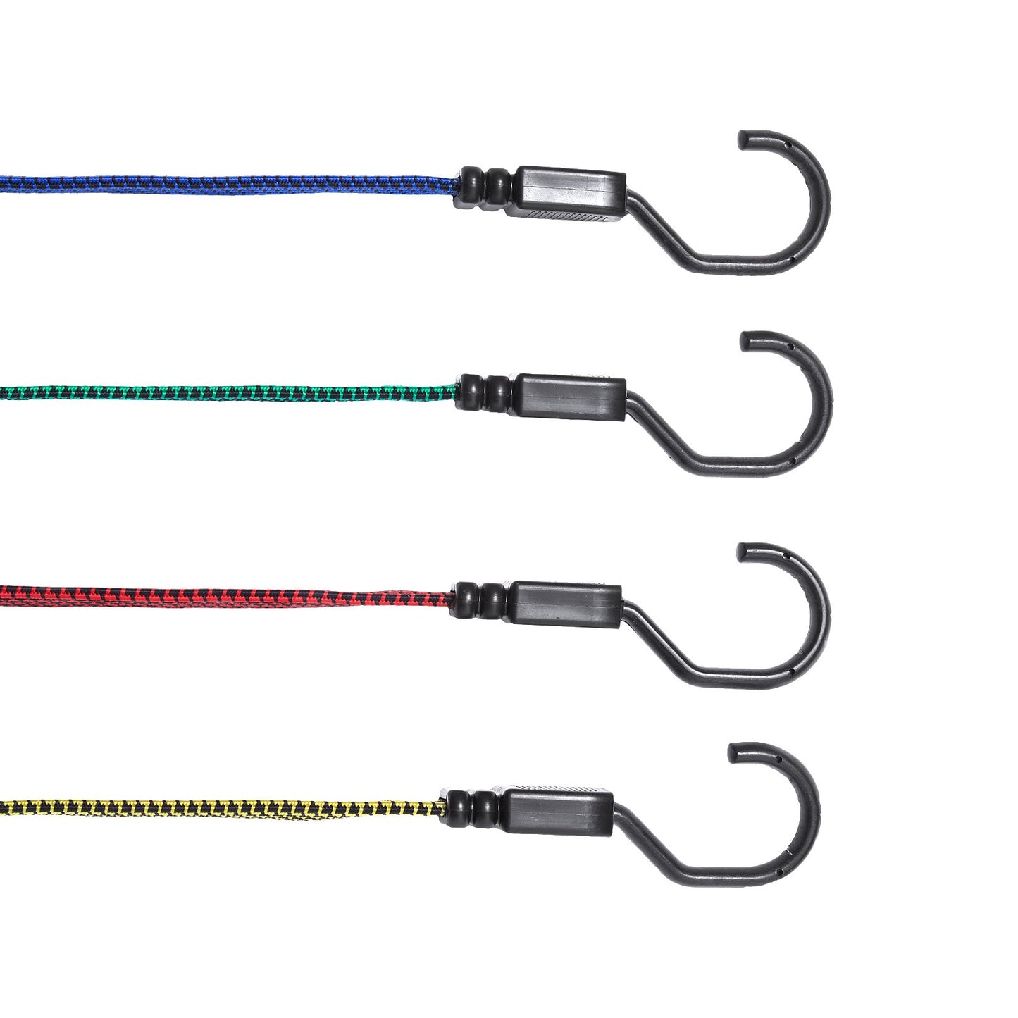 32-teiliges Flachgummiseil-Set, 17 mm Hochleistungs-Gummibänder mit A3-Stahl-J-Haken, inklusive 10", 18", 24", 32", 40" Gummiseil mit tragbarer Aufbewahrungstasche, 6 Clips und Befestigungsbändern für Baldachin