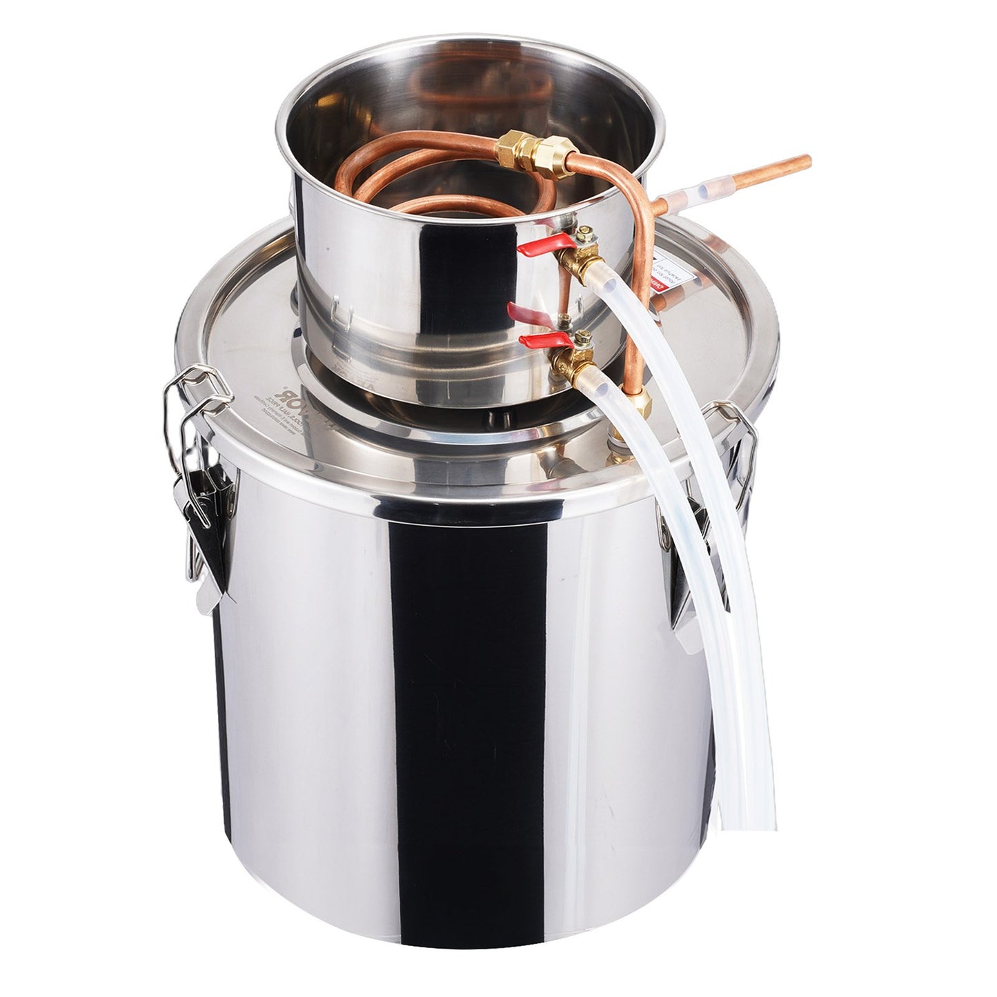 Alcohol Still, 5 Gal / 19 L Stainless Steel Water Alcohol Distiller with Copper Coil, Home Brewing Refining Fermentation Kit with Thermometer & Pump, for Wine Whisky Brandy, Silver