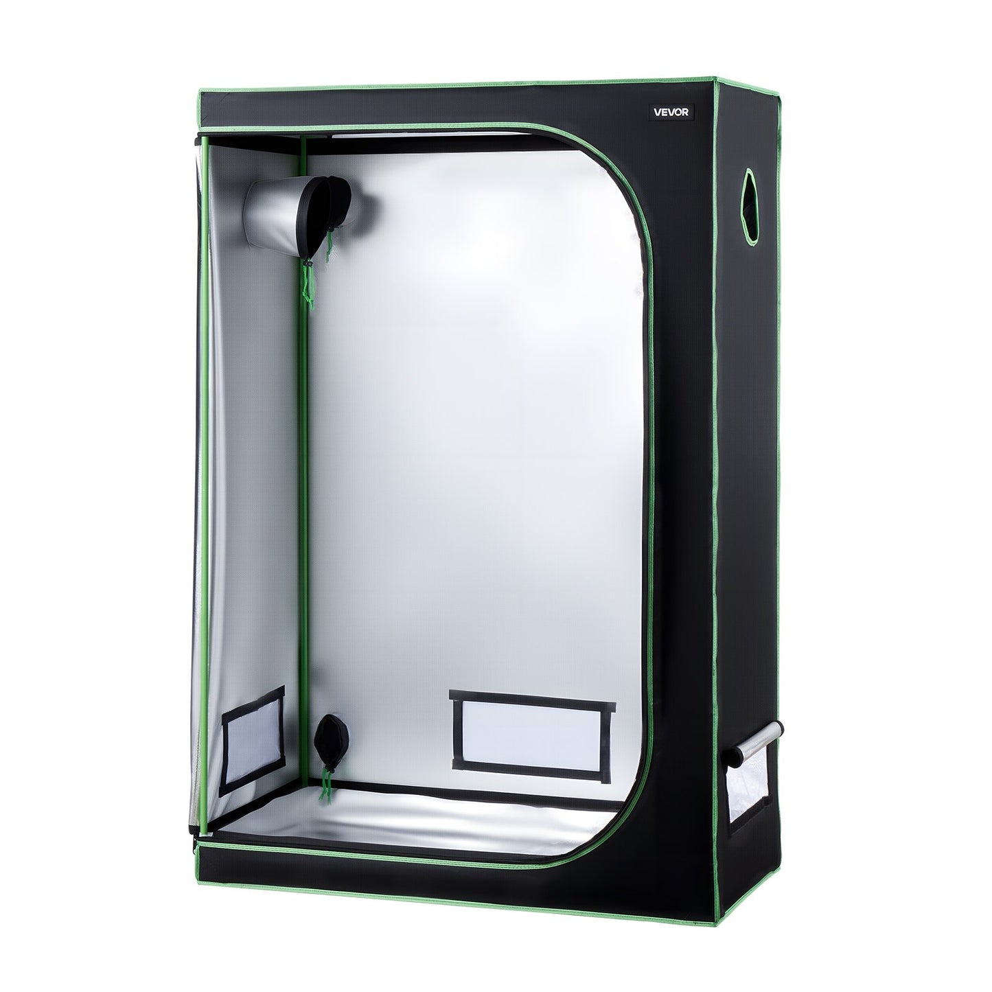 Indoor-Anbauzelt, 120 x 60 x 180 cm, 600D hochreflektierende Mylar-Folie, Pflanzenzelt mit Sichtfenster, Bodenwanne und Reißverschluss, robustes Anzuchtzelt für Obst, Blumen und Gemüse