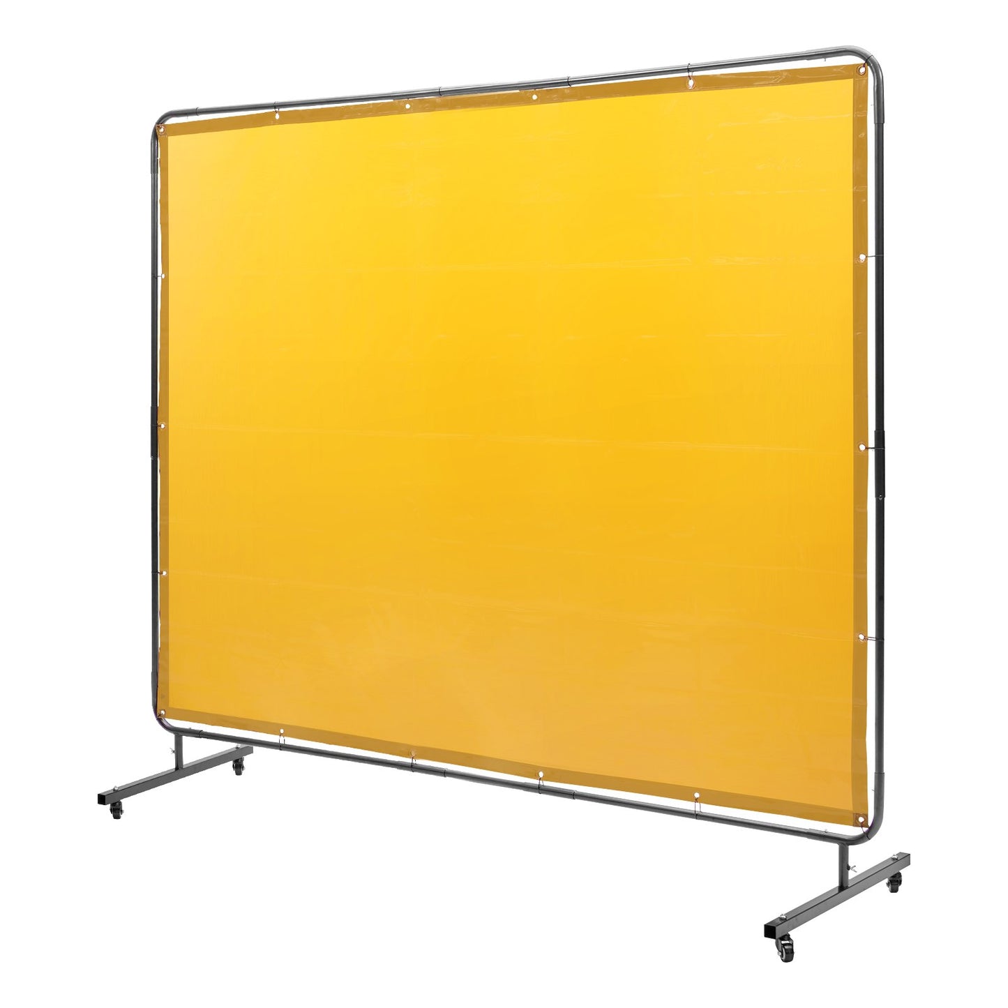 Welding Screen with Frame, 6' x 8' Welding Curtain Screen, Flame-Resistant Vinyl Welding Protection Screen on 4 Swivel Wheel (2 Lockable), Moveable & Professional for Workshop/Industrial, Yellow