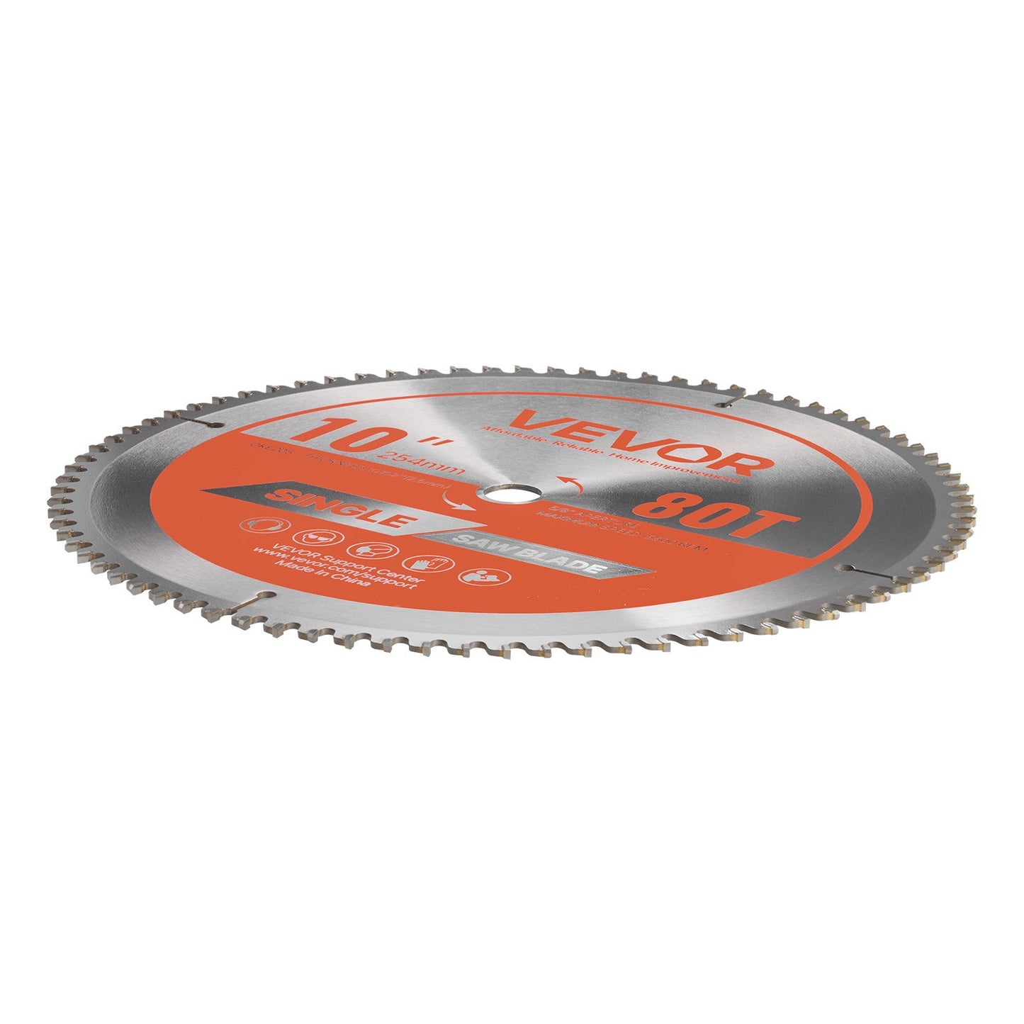 Circular Saw Blade, 254 mm Diameter, 80 Sharp Alloy Teeth, 15.875 mm Arbor, Fine Finish, Aluminum Cutting Blade for Circular Saw, with Noise-Reducing Heat Vents, for Cutting Steel and Metal