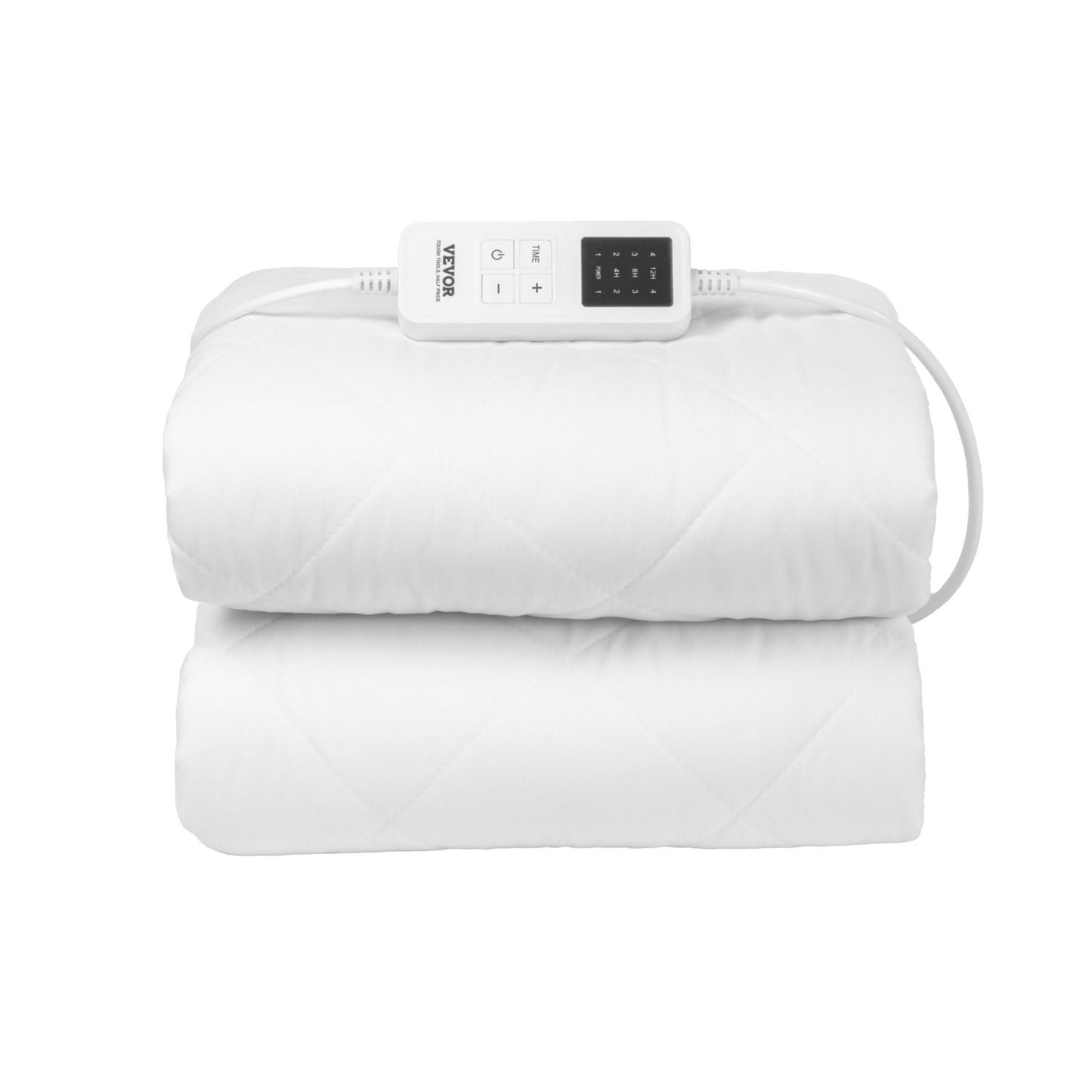 Beheizbare Matratzenauflage, 150 x 80 cm, elektrische Bettwärmer mit 4 Heizstufen, 12-Stunden-Timer, 8-Stunden-Abschaltautomatik, elektrischer Matratzenbezug aus gebürstetem Stoff mit tiefem Rundum-Gummizug