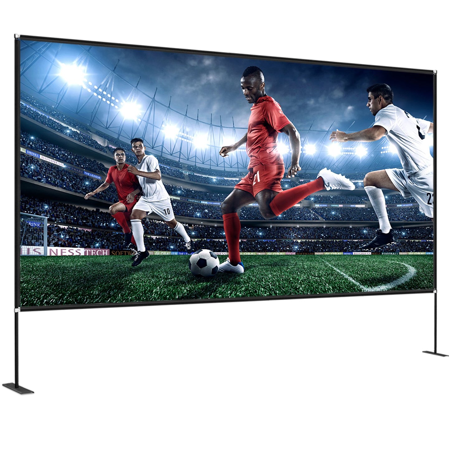 Outdoor-Leinwand mit Stativ, 150 Zoll (381 cm) tragbare Leinwand, 16:9 HD-Weitwinkel-Projektionsleinwand für den Außenbereich, Front- und Rückprojektion, inklusive Aufbewahrungstasche und Stativ für Büro, Heimkino, Innen- und Außenbereich