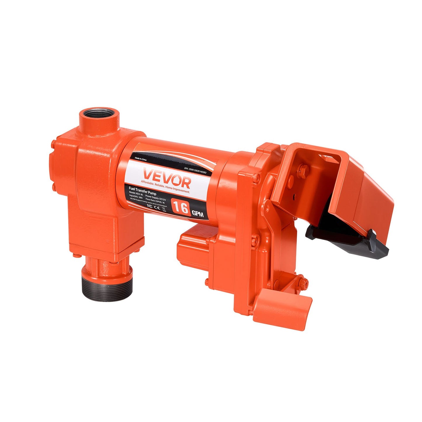 Fuel Transfer Pump, 12V DC 61 L/min(16 GPM) 186W(1/4 HP) Diesel Pump, Extractor Pumps with Manual Nozzle, Discharge Hose and Suction Pipe, for Gasoline, Diesel, Kerosene, Ethanol-Methanol Blends & Biodiesel