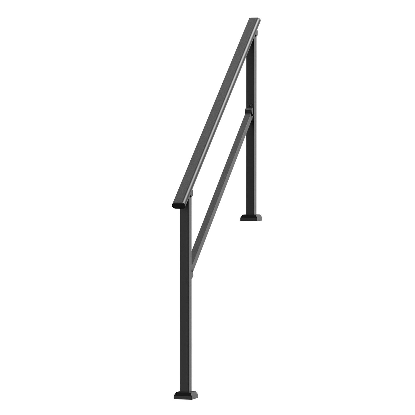 Handläufe für Außentreppen, Treppengeländer-Set für 4-5 Stufen, Übergangsgeländer aus Kohlenstoffstahl mit Montageset, Treppengeländer für Senioren, Betontreppen, Veranda & Terrasse, schwarzes Vierkantrohr