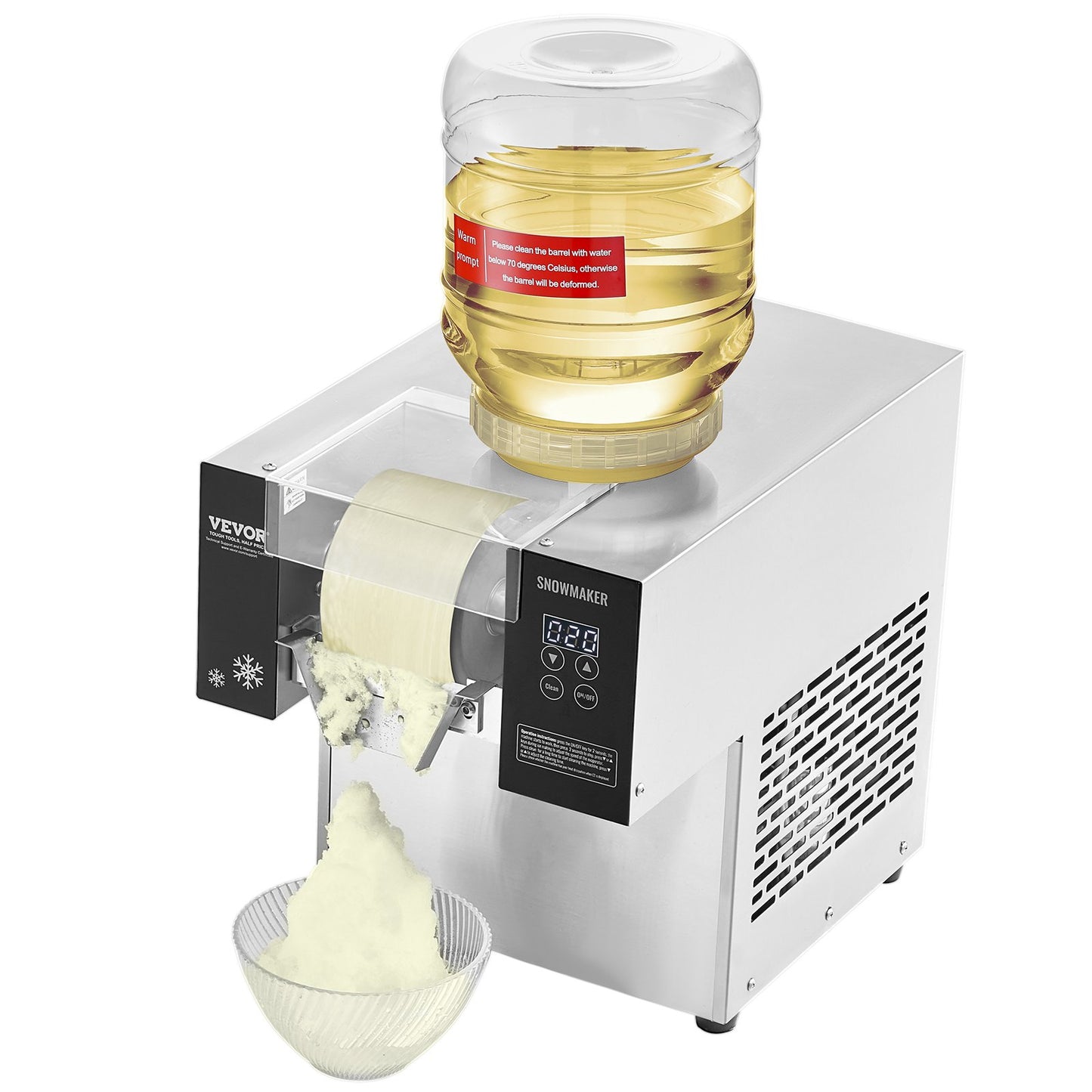 Commercial Snowflake Ice Machine, 276LBS/24H Snowflake Ice Maker, Stainless Steel Ice Shaver Machine, Electric Snow Cone Maker, Air Cooling System for Rapid Heat Dissipation, for Bakery, Cafe