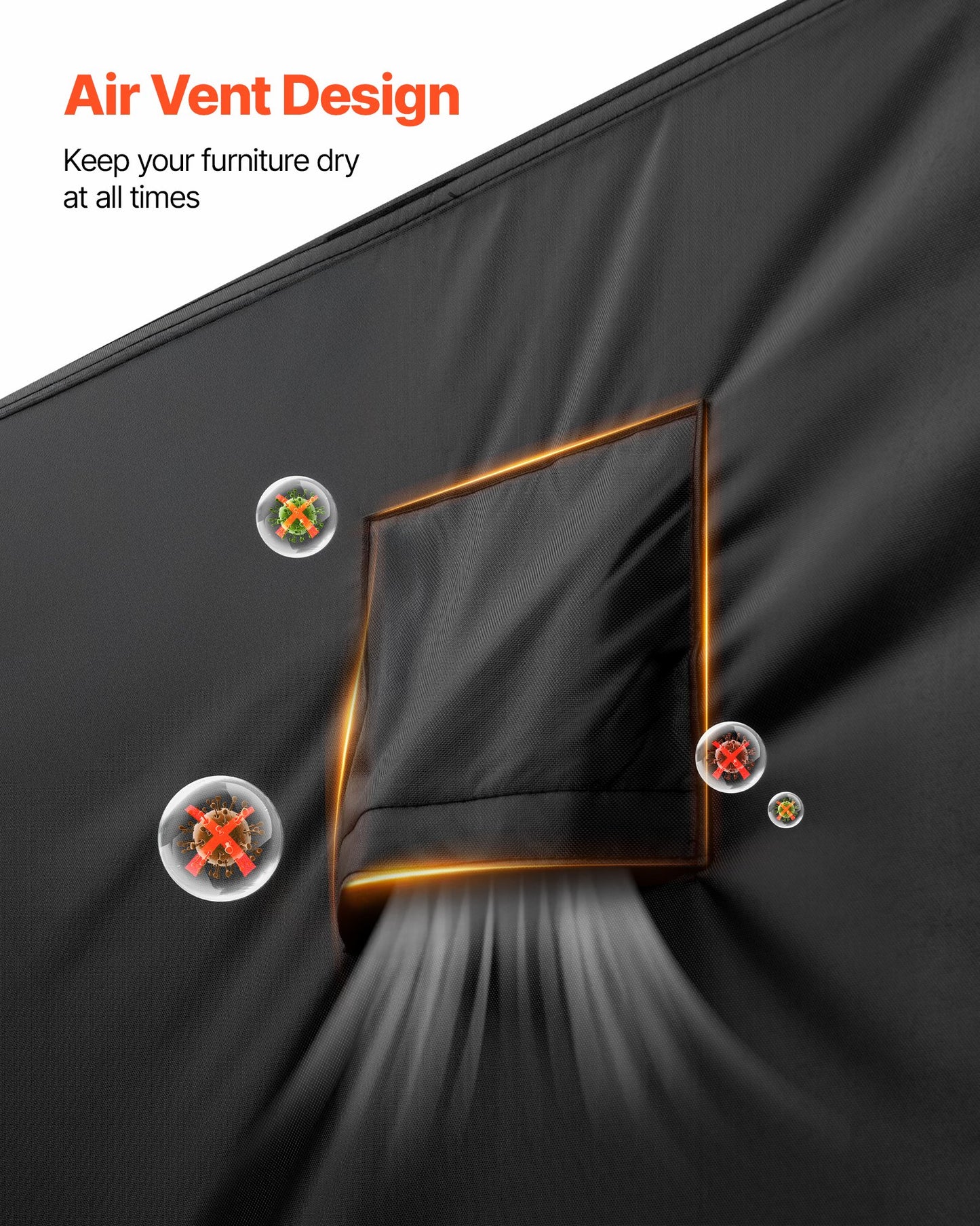 Patio Furniture Cover, 420D Heavy Duty Waterproof Outdoor Dining Table and Chairs Cover, Large Rectangular Patio Table Covers with Air Vent for All Weather, 279L x 213W x 71H cm, Black