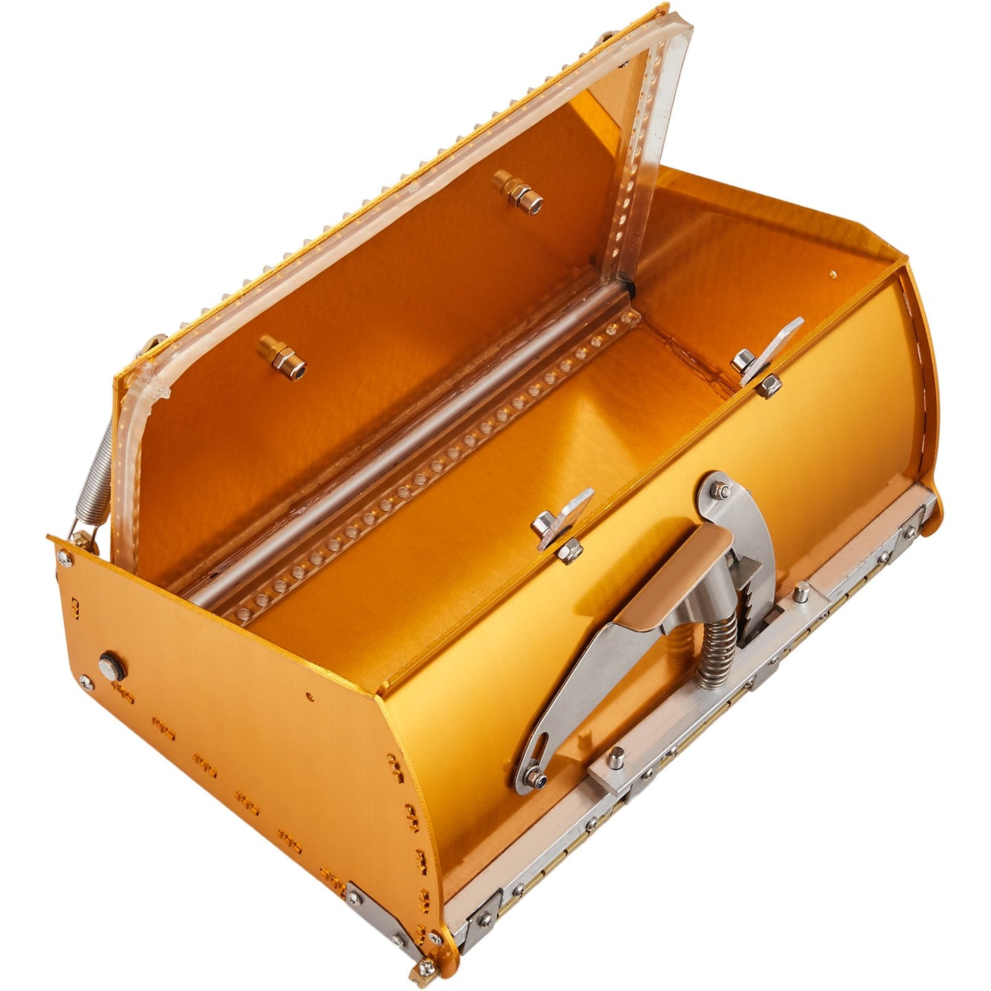 Flache Gipskarton-Spachtelbox, 10 Zoll breit, schnell zu reinigen, Aluminium-Spachtelbox für Gipskarton, Wandplatten, Trockenbauplatten, inklusive Spritzschutz, 2 zusätzliche Edelstahlklingen (10/12 Zoll)