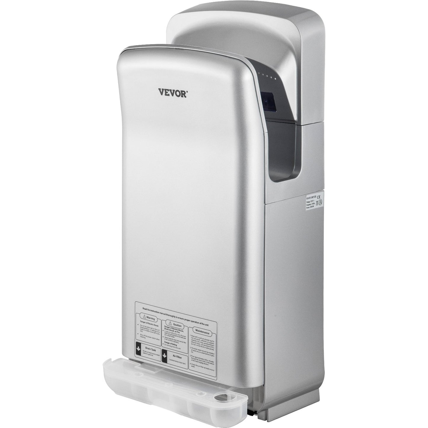 Jet Hand Dryer, Premium Electric Commercial Blade Hand Dryer, ABS Air Dryer Hand with HEPA Filtration Wall Mount Hand Dryer, 2000W 220V Vertical Hand Dryer, High-Speed Automatic Infrared Silver