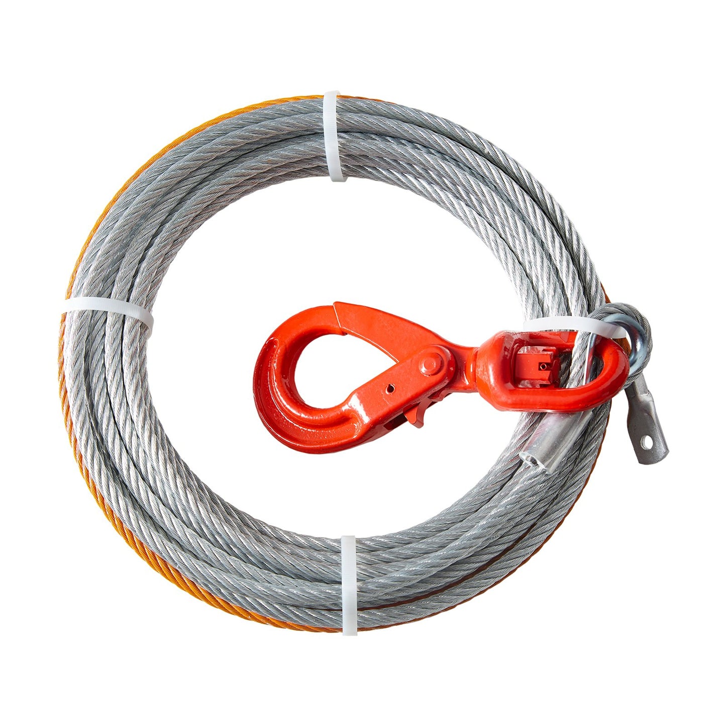 Galvanized Steel Winch Cable, 9.5 mm x 22.86 m 6,895 kg Breaking Strength, Wire Winch Rope with Swivel Hook, Towing Cable Heavy Duty, Universal Fit for SUV, Large Off-Road Vehicle, Truck