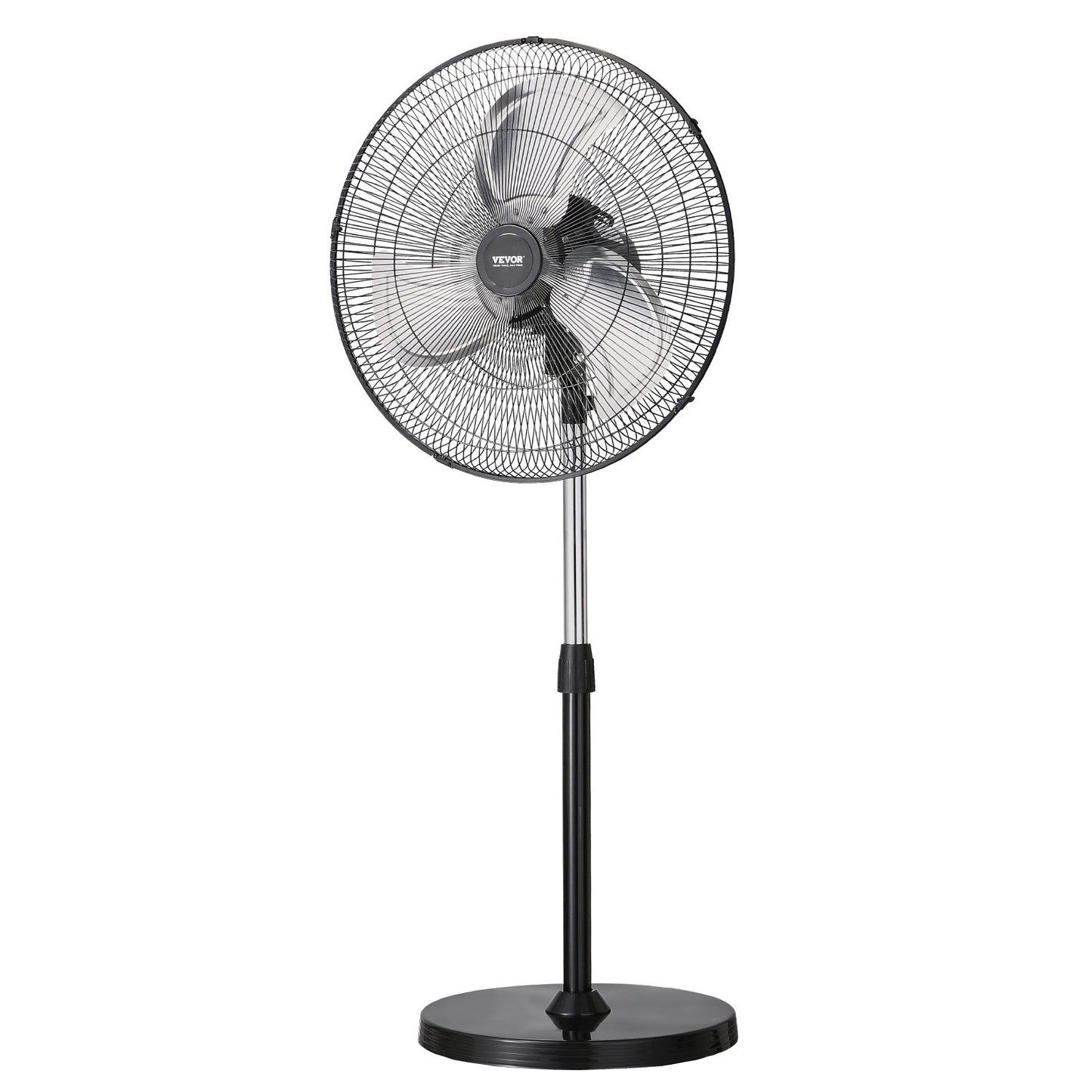 Industrieller Standventilator, 50 cm (20 Zoll), 90°-Oszillation, höhenverstellbar, 3 Geschwindigkeitsstufen, leistungsstark, für Schlafzimmer, Wohnzimmer, Zuhause, Büro, Schwarz