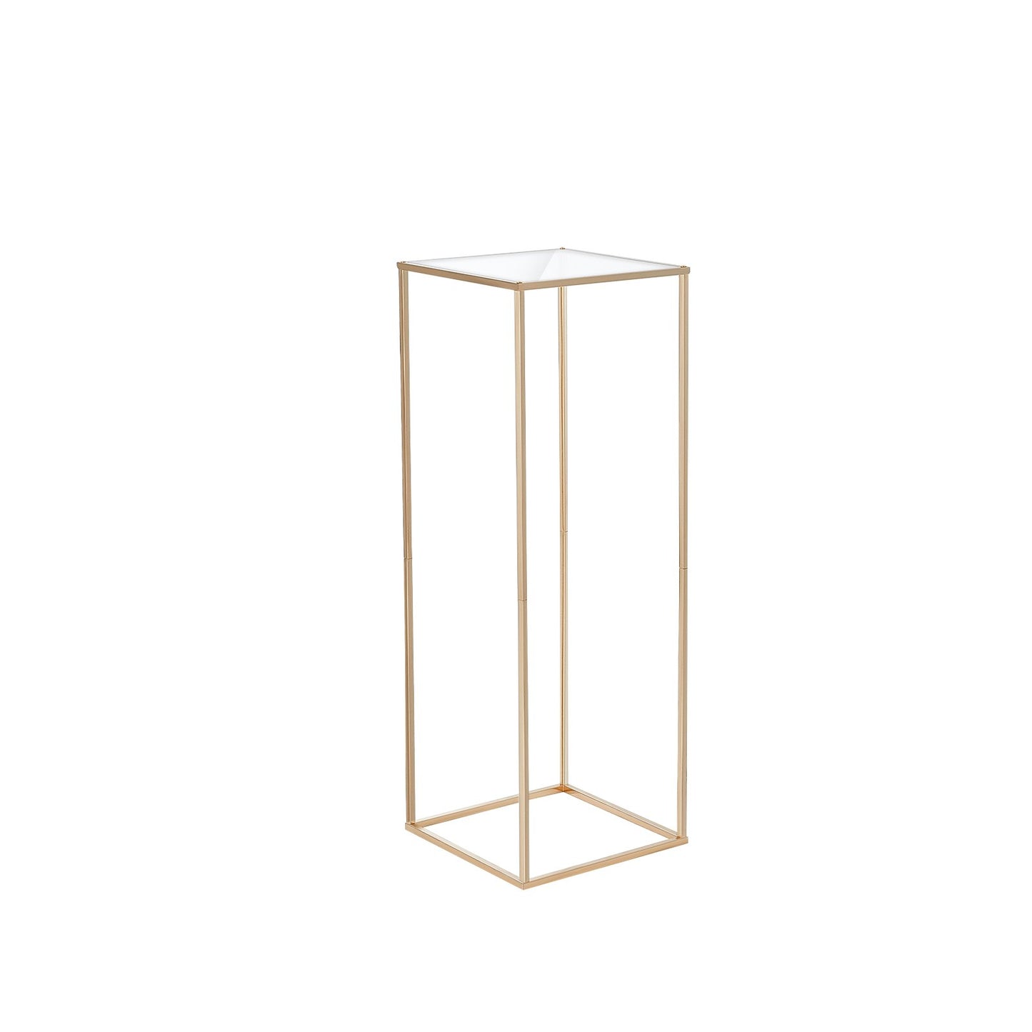 10PCS 31.5inch/80cm High Wedding Flower Stand, With Acrylic Laminate,Metal Vase Column Geometric Centerpiece Stands, Gold Rectangular Floral Display Rack for Events Reception, Party Decoration