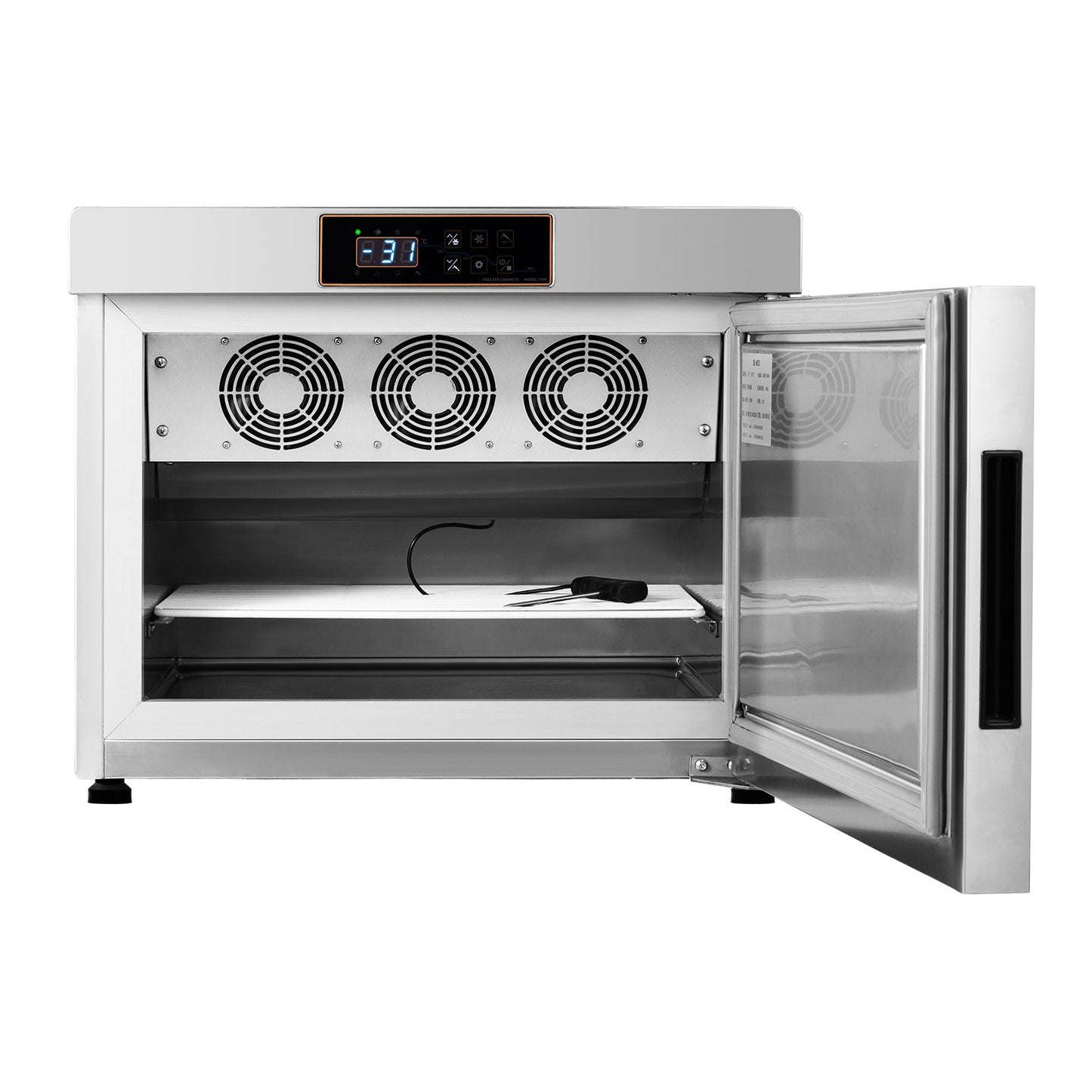 Gewerblicher Schockfroster, 32 l / 1,1 Kubikfuß Schockfroster mit 4 1/3 Einschüben, Schockfroster-Gefrierschrank mit Kühl- und Gefrierfunktion, Edelstahl-Schockfroster für Lebensmittel in Restaurants, Meeresfrüchte