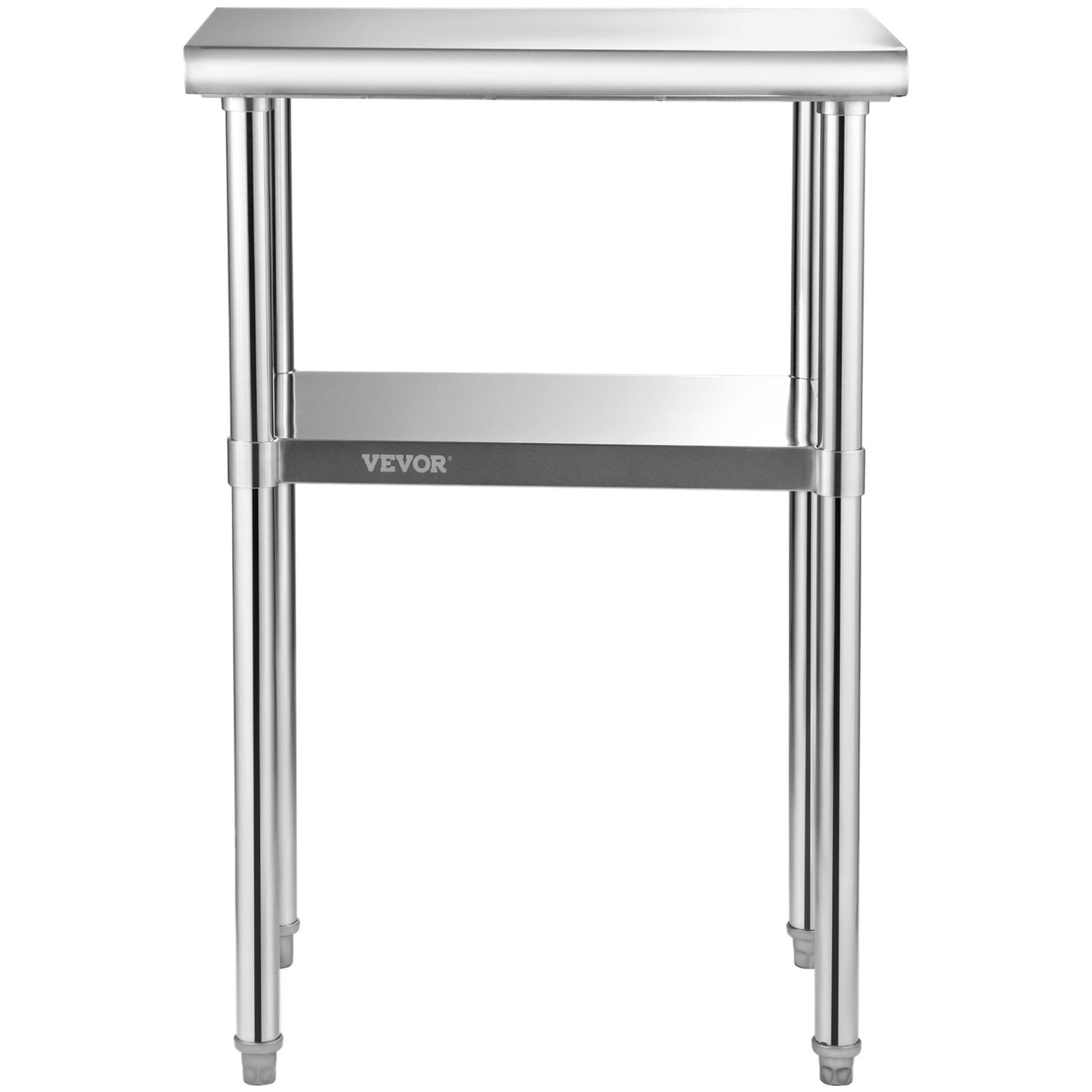 Stainless Steel Prep Table, 61 x 46 x 91 cm, 272 kg Load Capacity Heavy Duty Metal Worktable with Adjustable Undershelf & Feet, Commercial Workstation for Kitchen Restaurant Garage Backyard