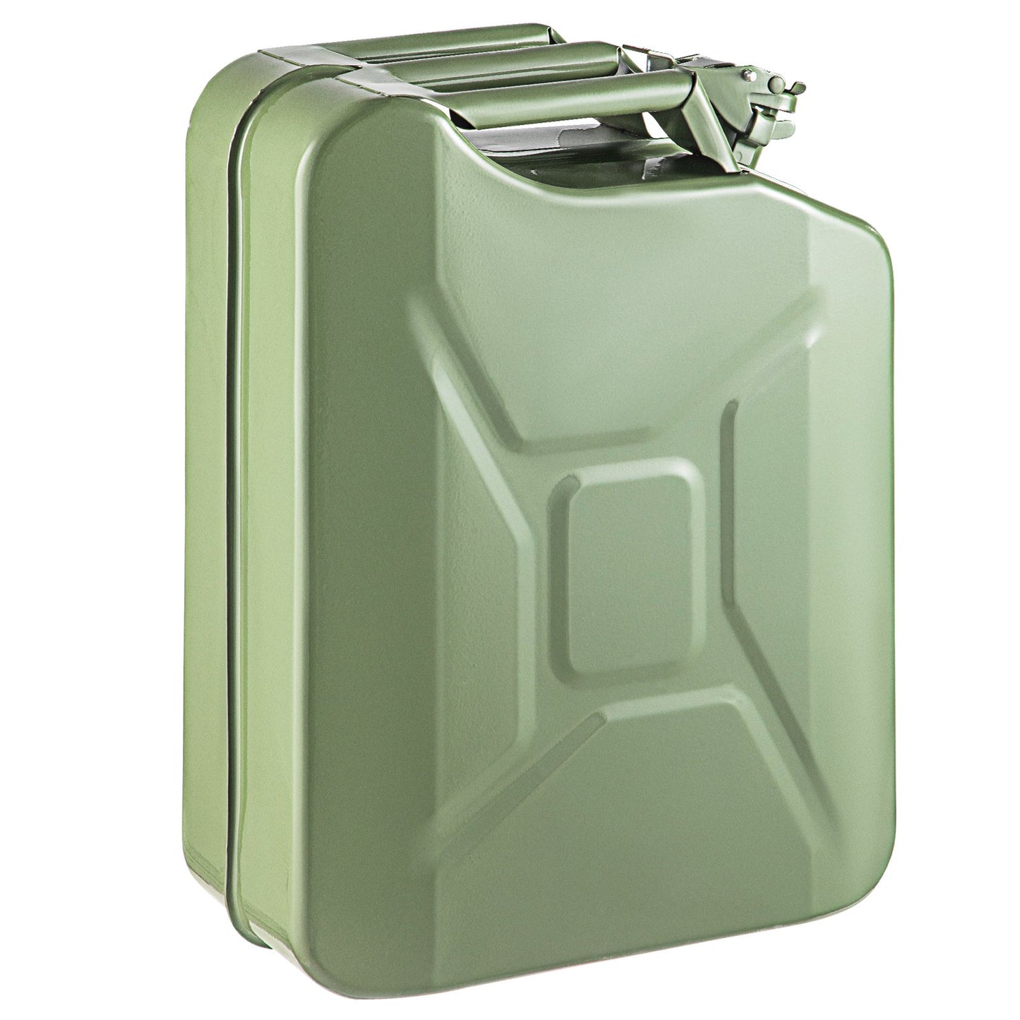 Jerry Fuel Can, 5.3 Gallon / 20 L Portable Jerry Gas Can with Flexible Spout System, Rustproof & Heat-resistant Steel Fuel Tank for Cars Trucks Equipment, Green