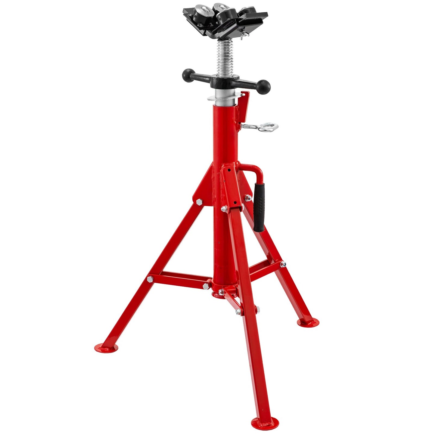 Pipe Jack Stand, Model V-Head 1107A Head High Folding Pipe Stand, Steel Jack Stands, 2 Ton Capacity Pipe Stand, 28-inch to 51.5-inch Pipe Jack Stand with 4-Ball Transfer
