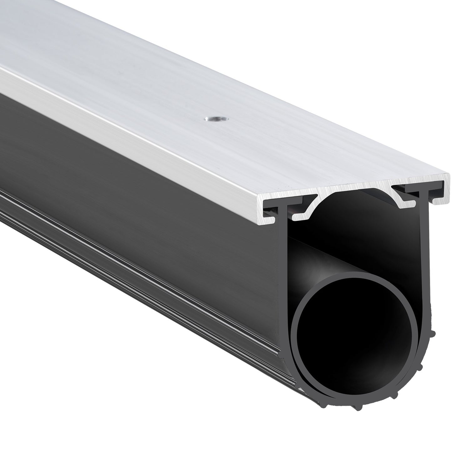 Garagentor-Bodendichtung aus Gummi, U-förmig mit O-Ring, inklusive vorgebohrtem Aluminium-Schienen-Befestigungsset, 4,88 m lang, 8 mm T-Enden und 9,5 cm Breite, für Türen, Schwarz