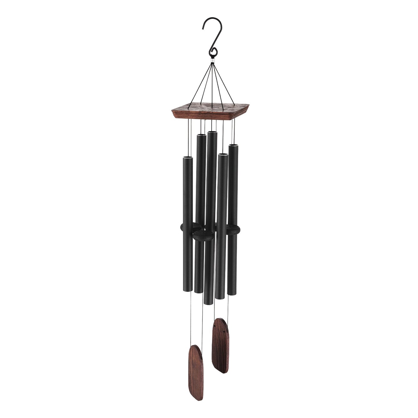 Wind Chimes for Outside, 1220 mm, Deep Tone Wind Chimes with 5 Tubes, Unique Large Memorial Wind Chimes for Anniversary, Amazing Outdoor Decor for Your Patio, Porch, Garden and Backyard, Black