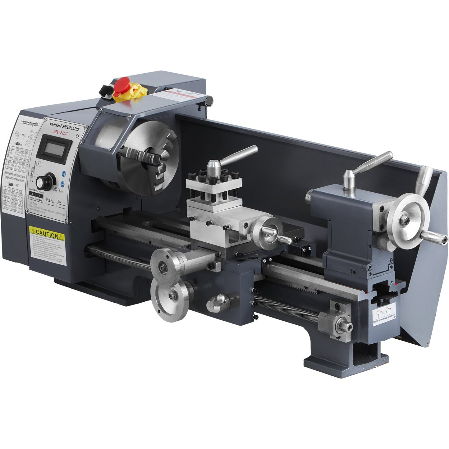Updated 750W Mini Metal Lathe 8x16 Inch Metal Lathe with Luxury Accessory Box, 50-2500PRM Infinitely Variable Speeds MT3 Spindle Taper Metal Lathe Machine with Movable Lamp 4-jaw Chuck 9 Cutters