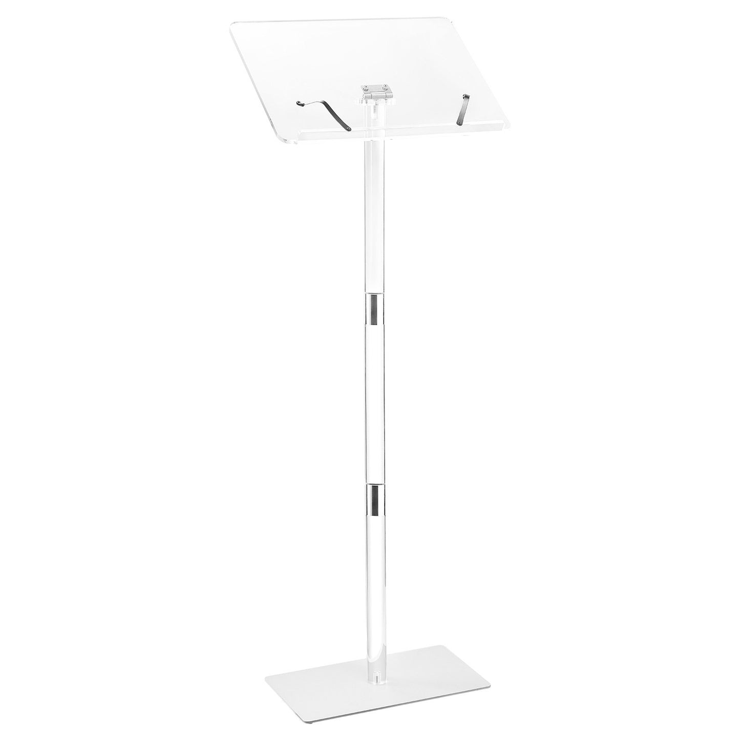 Podium Stand, 1100 mm Acrylic Lectern, Portable Laptop Desk with Wide Reading Surface, Book Clips, Adjustable Angle, Floor-Standing, for Classroom, Wedding, Conference, Lecture and Concert