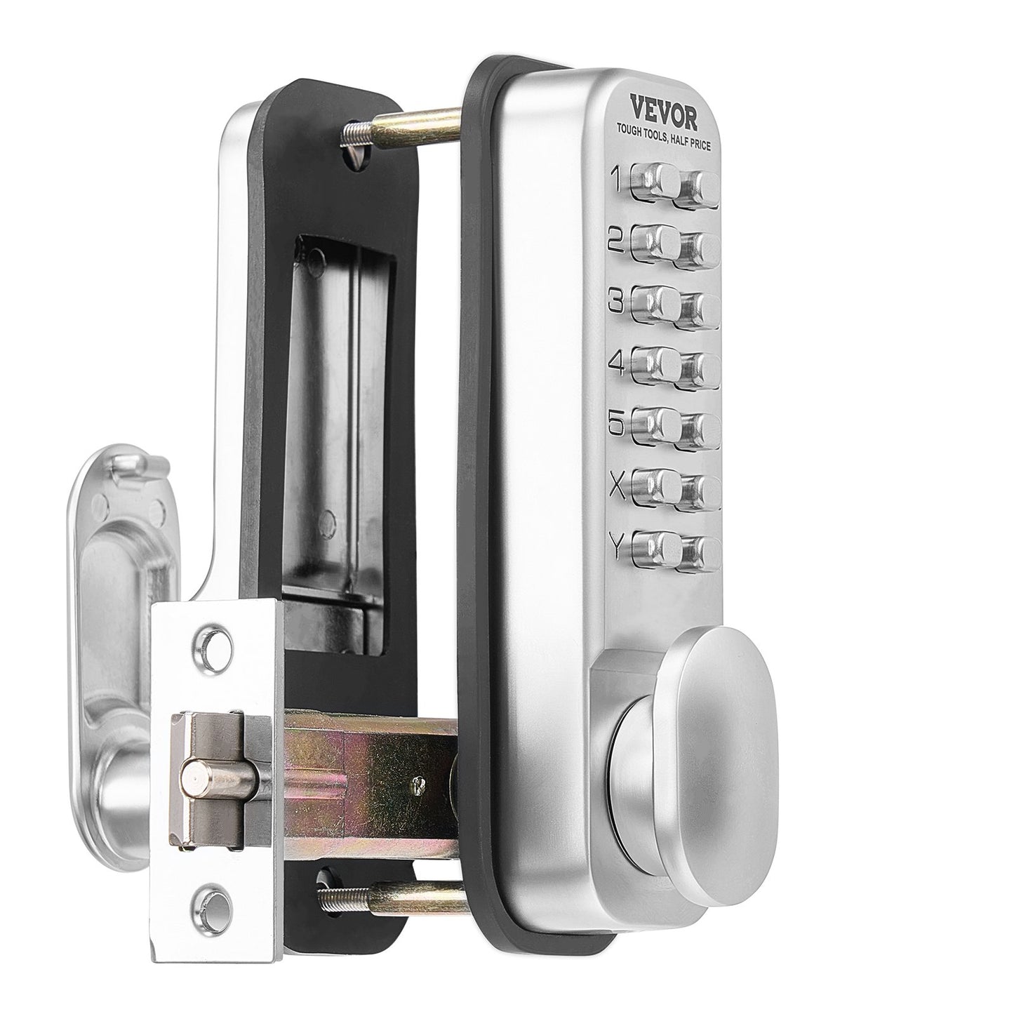 Mechanical Keyless Entry Door Lock, 14 Key Mechanical Door Lock, Mechanical Keypad Door Knob, Single-Side Stainless Steel Waterproof Keyless Gate Lock, for Home Office Outdoor Fence Garage Yard