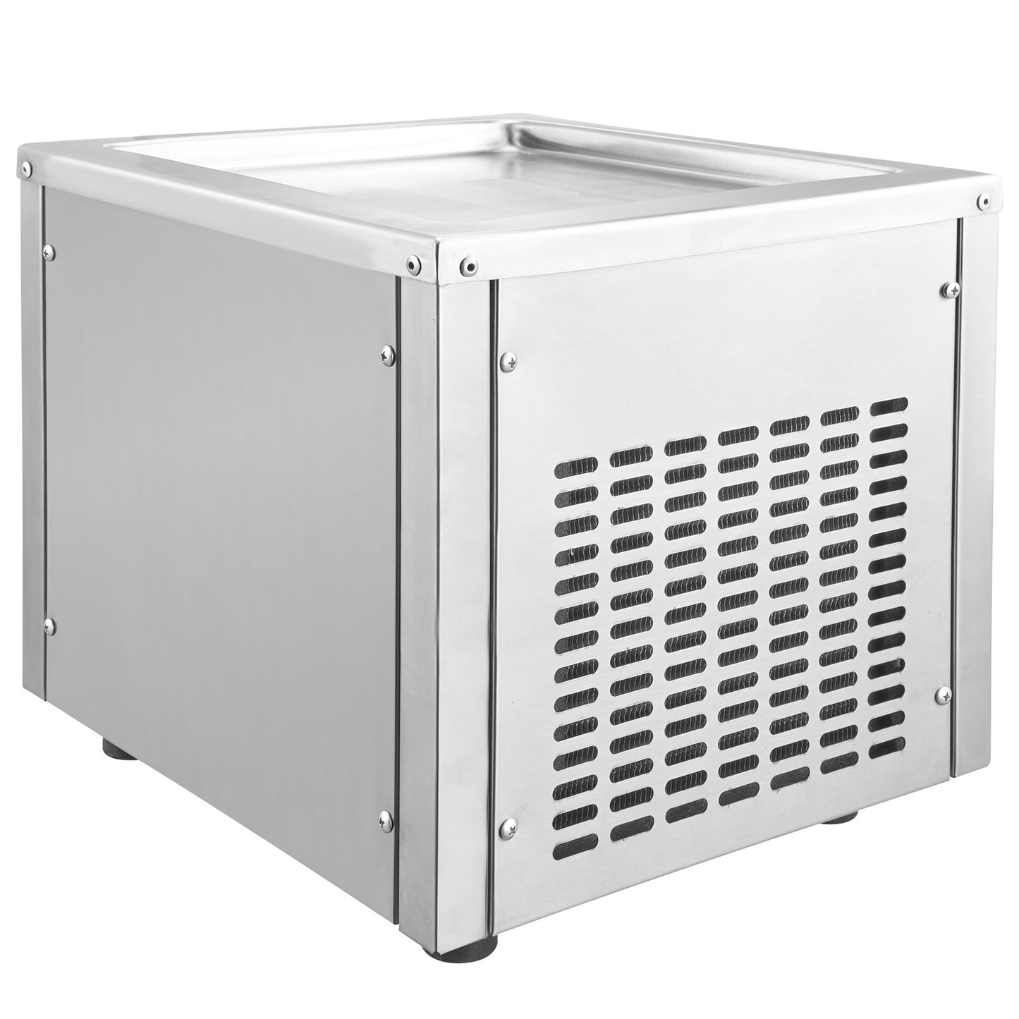 Eisrollenmaschine, 28 x 24 cm große Pfanne zum Rühren von Eiscreme, Eisrollenmaschine aus Edelstahl mit Kompressor und 2 Schabern, zur Herstellung von Eiscreme, Frozen Yogurt und Eisrollen