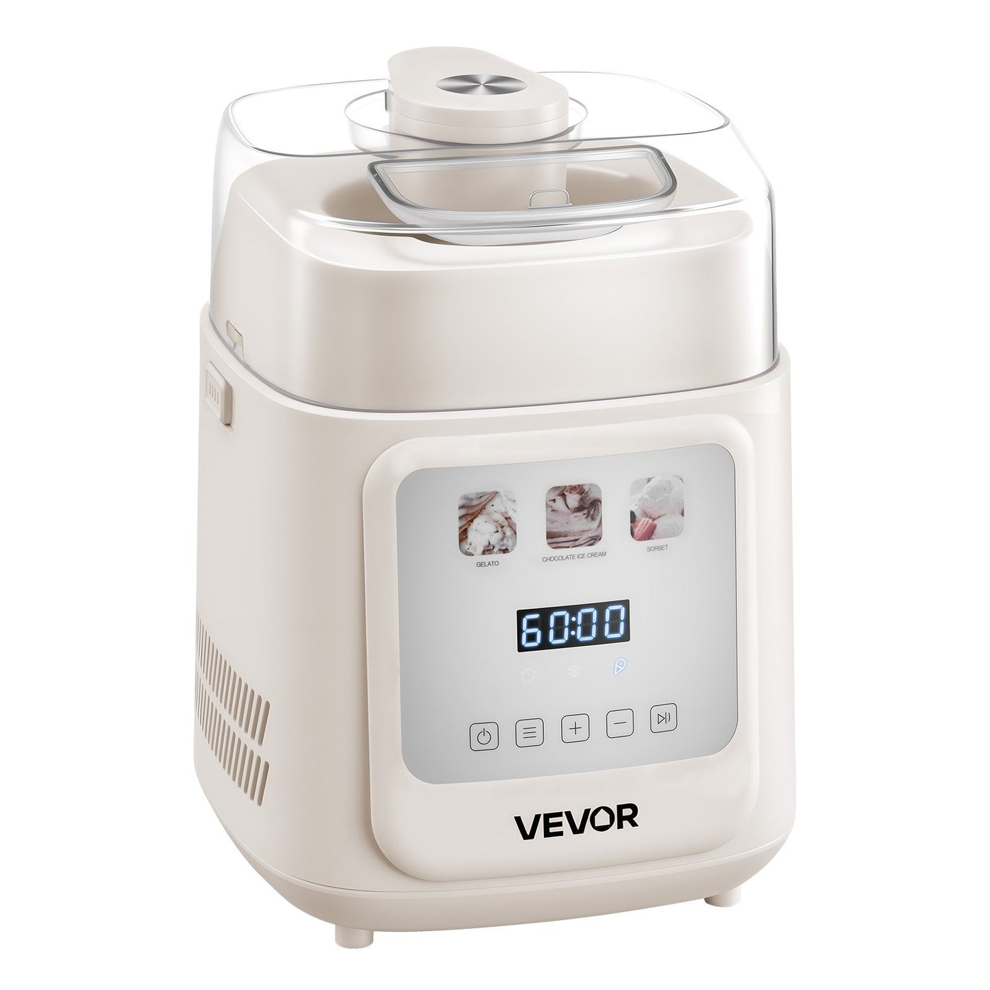 Stehende, automatische Eismaschine mit eingebautem Kompressor, 1-Liter-Gelato- und Frozen-Yogurt-Maschine (kein Vorkühlen erforderlich), elektrischer Sorbetbereiter mit 4 Modi, Kompressor-Eismaschine für Zuhause