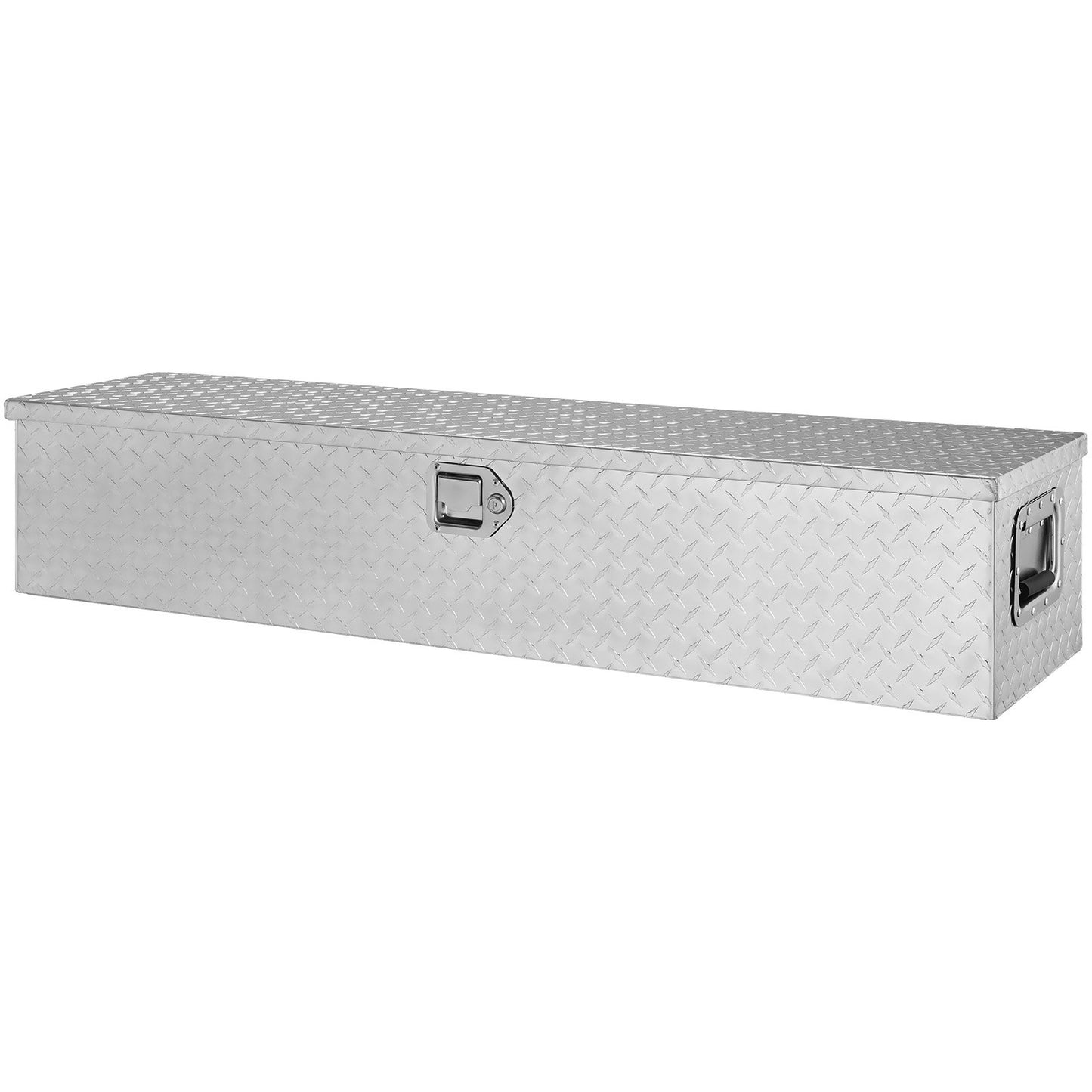 Heavy Duty Aluminum Truck Bed Tool Box, Diamond Plate Tool Box with Side Handle and Lock Keys, Storage Tool Box Chest Box Organizer for Pickup, Truck Bed, RV, Trailer, 121.9x38.1x38.1 cm, Silver