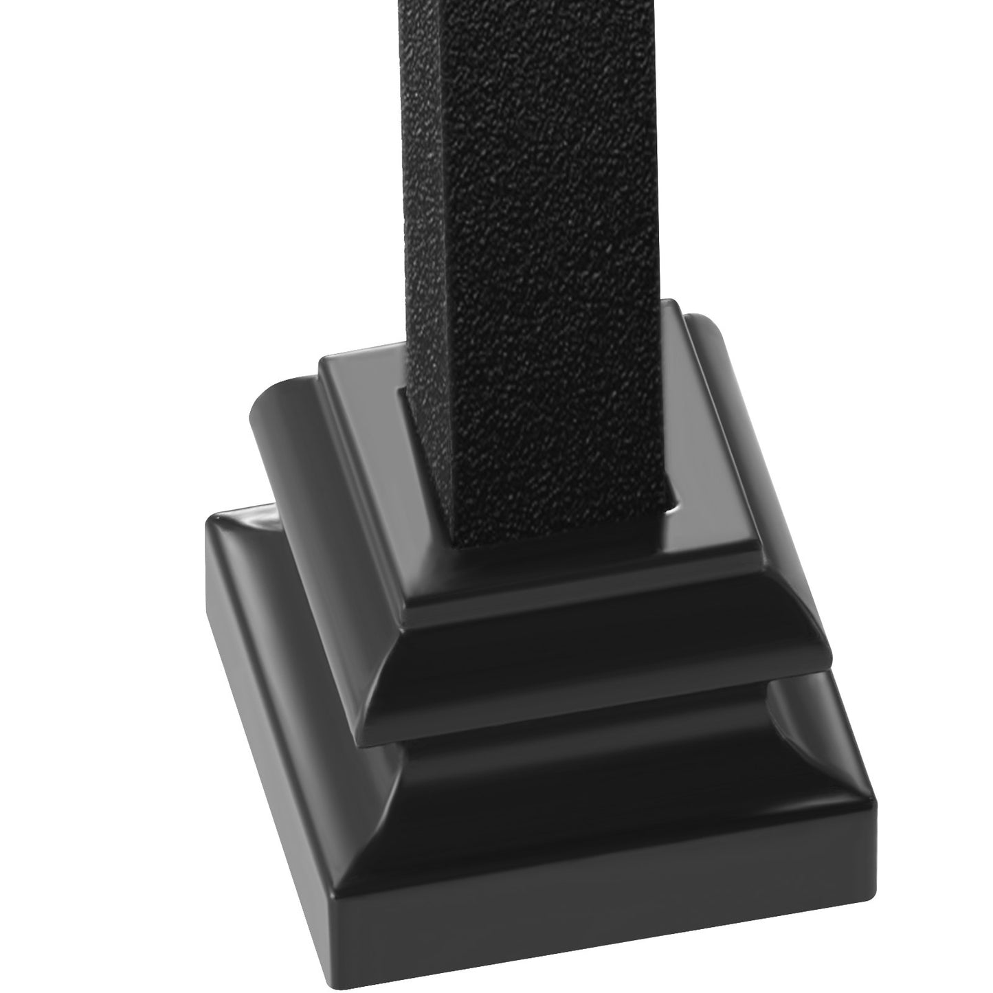 Aluminum Alloy Baluster Shoes Stair Flat Shoe with Screw Holes for 1/2 Inch Square Scroll Basket Twist Knuckle Staircase Balusters Metal Spindle Railing, Satin Black (50 Pcs)