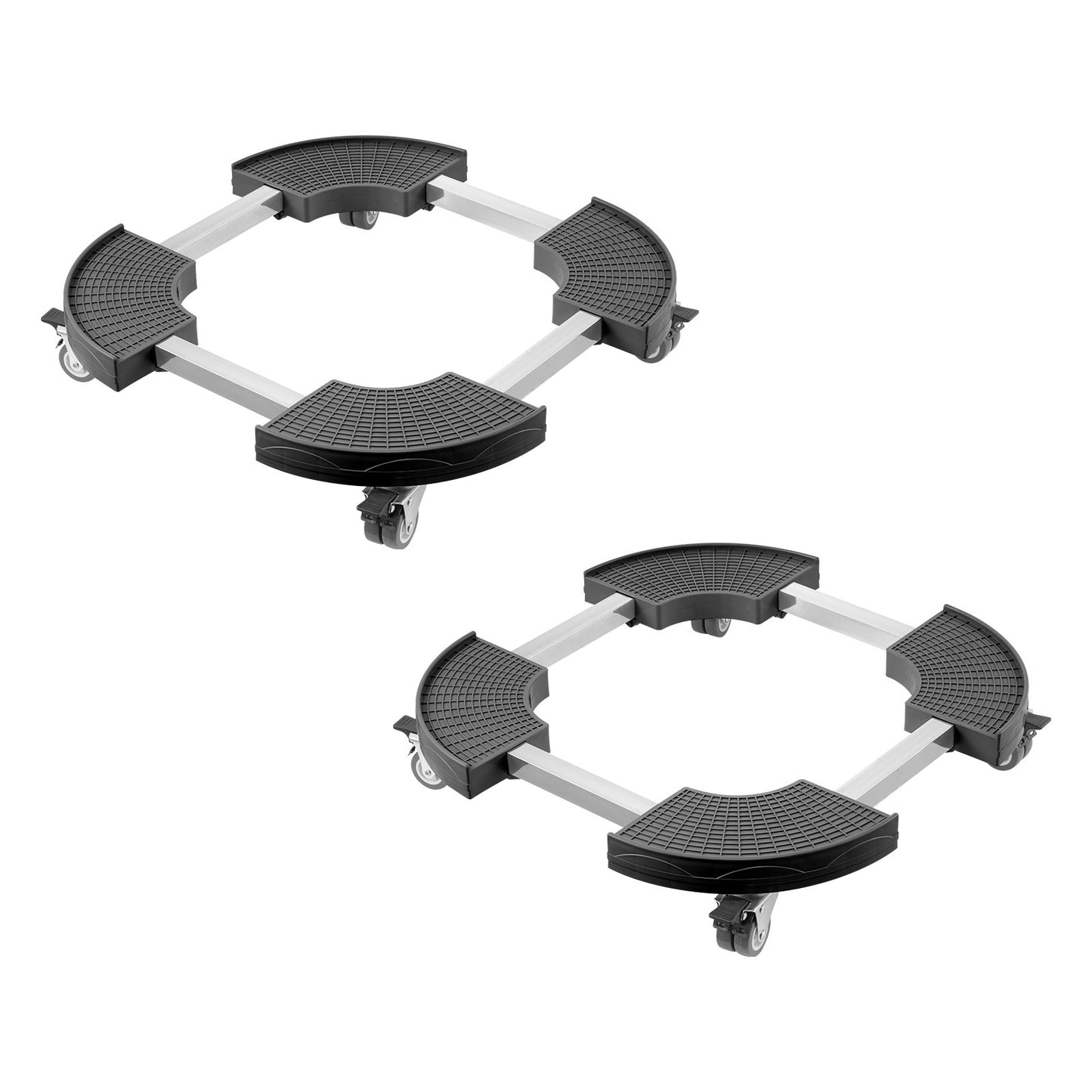 Mülltonnenwagen mit 4 feststellbaren Rädern, Tragkraft 200 kg, 2er-Pack runde Mülltonnenrollen, verstellbar von 38 bis 58 cm, robuster Pflanzenwagen, multifunktionaler Rollwagen, schwarz
