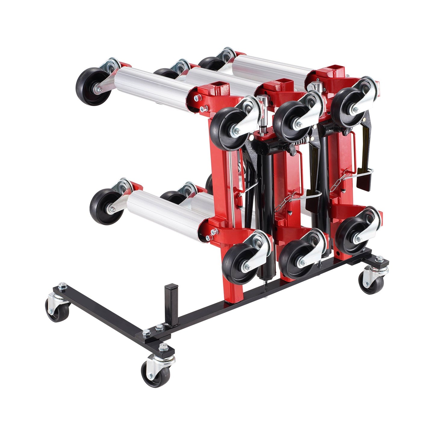 Car Dolly Rack, Storage Rack with 360° Rotatable Wheels, Hydraulic Ratchet Trolley Jack Stand Organizer, Jack Stands Holder Storage Rack, 4-Dolly Capacity, Compatible with Most Dollies