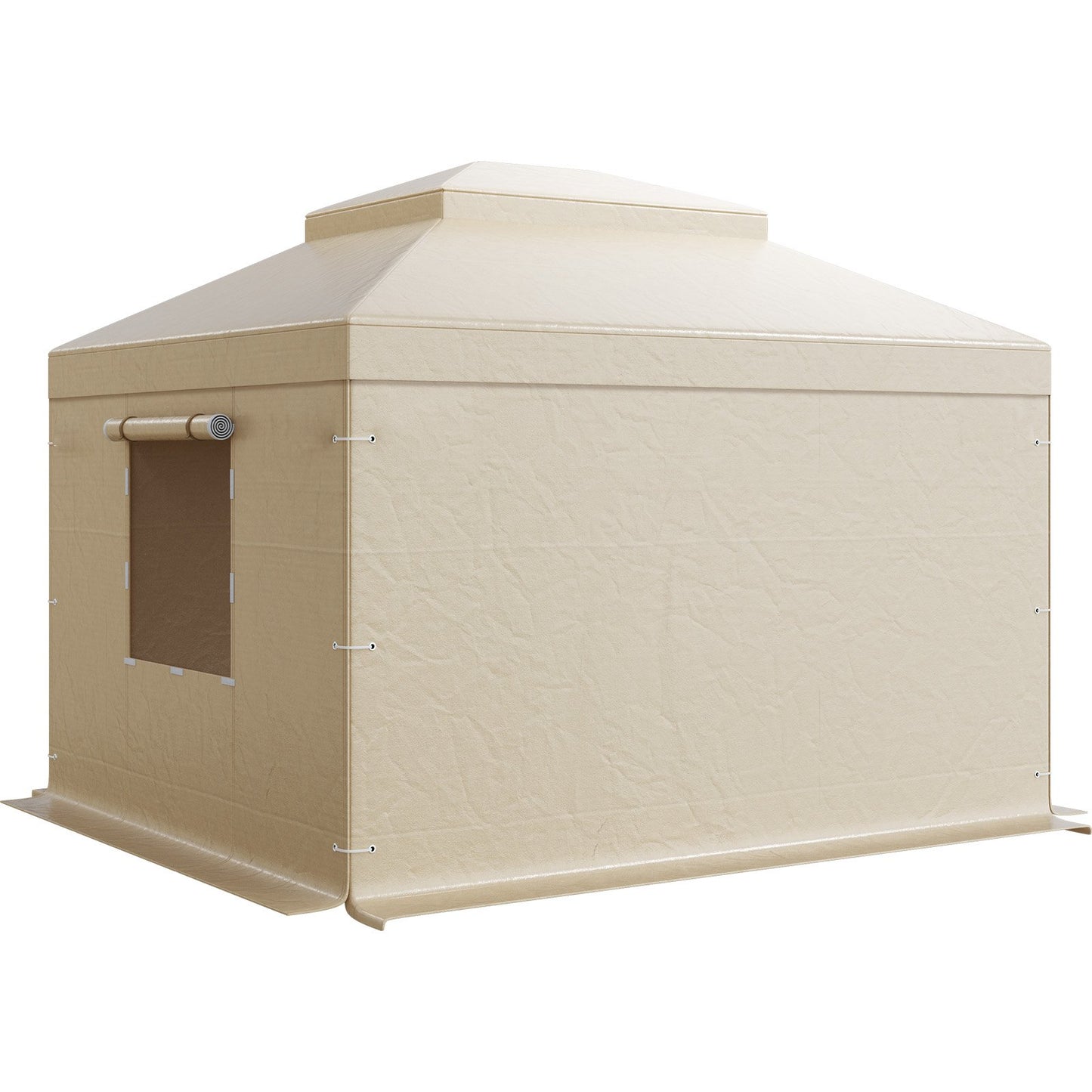 Winter Gazebo Cover Fits 3.05 x 3.65 m Hardtop Gazebos, All-Weather Double-Tiered Gazebo Cover with Sidewalls & Windows, High-Density PE Enclosed Storage Shelter Covers, Gazebos not Included