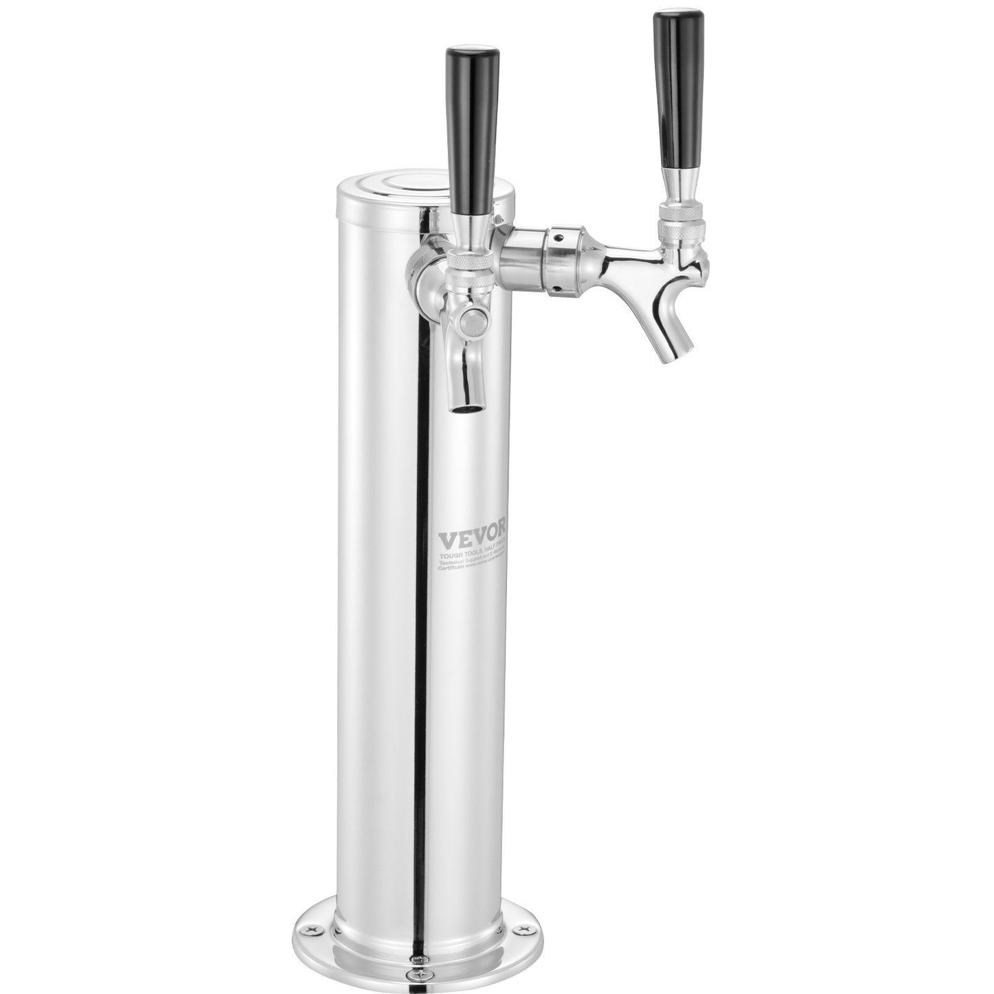 Kegerator Tower Kit, Dual Taps Beer Conversion Kit, Stainless Steel Keg Beer Tower Dispenser with Dual Gauge W21.8 Regulator & S-System Keg Coupler for Party Home
