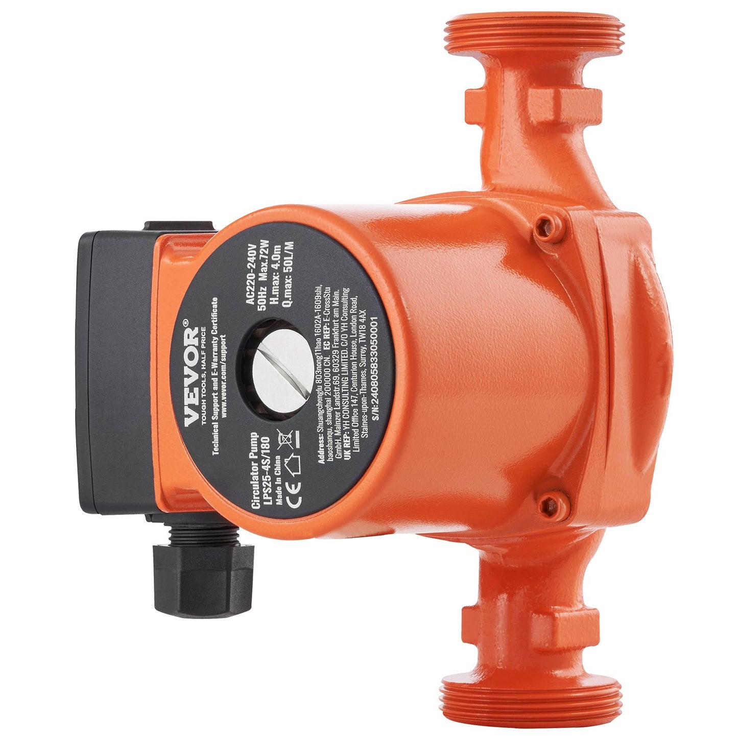 LPS25-4S-180 Warmwasser-Umwälzpumpe, 220 V, 72 W, 50 l/min, 38 mm (1,5") NPT-Gewinde, 3-stufige Umwälzpumpe, leiser Betrieb, für Warmwasserbereiter im Haushalt