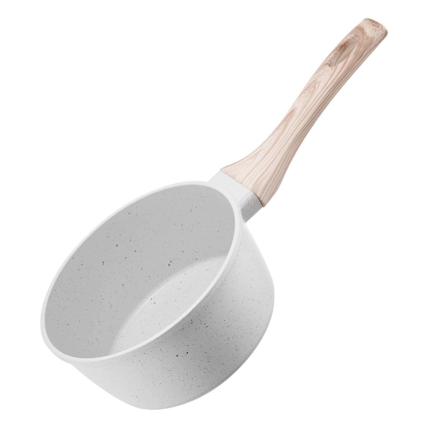 1,5-Liter-Stielkasserolle, antihaftbeschichtet, mit Deckel aus gehärtetem Glas, vielseitig einsetzbarer Kochtopf mit abnehmbarem Griff, kleiner Küchentopf mit Beschichtung, induktionsgeeignet, weiß