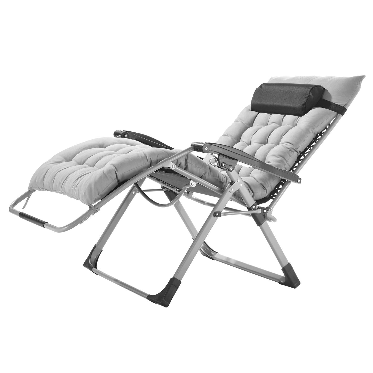 Zero Gravity Chair, 33 inch Zero Gravity Recliner Lounge Chair for Indoor and Outdoor, Adjustable Anti Gravity Chair with Cushion, Headrest, Footrest, and Cupholder, 500 lbs, Gray